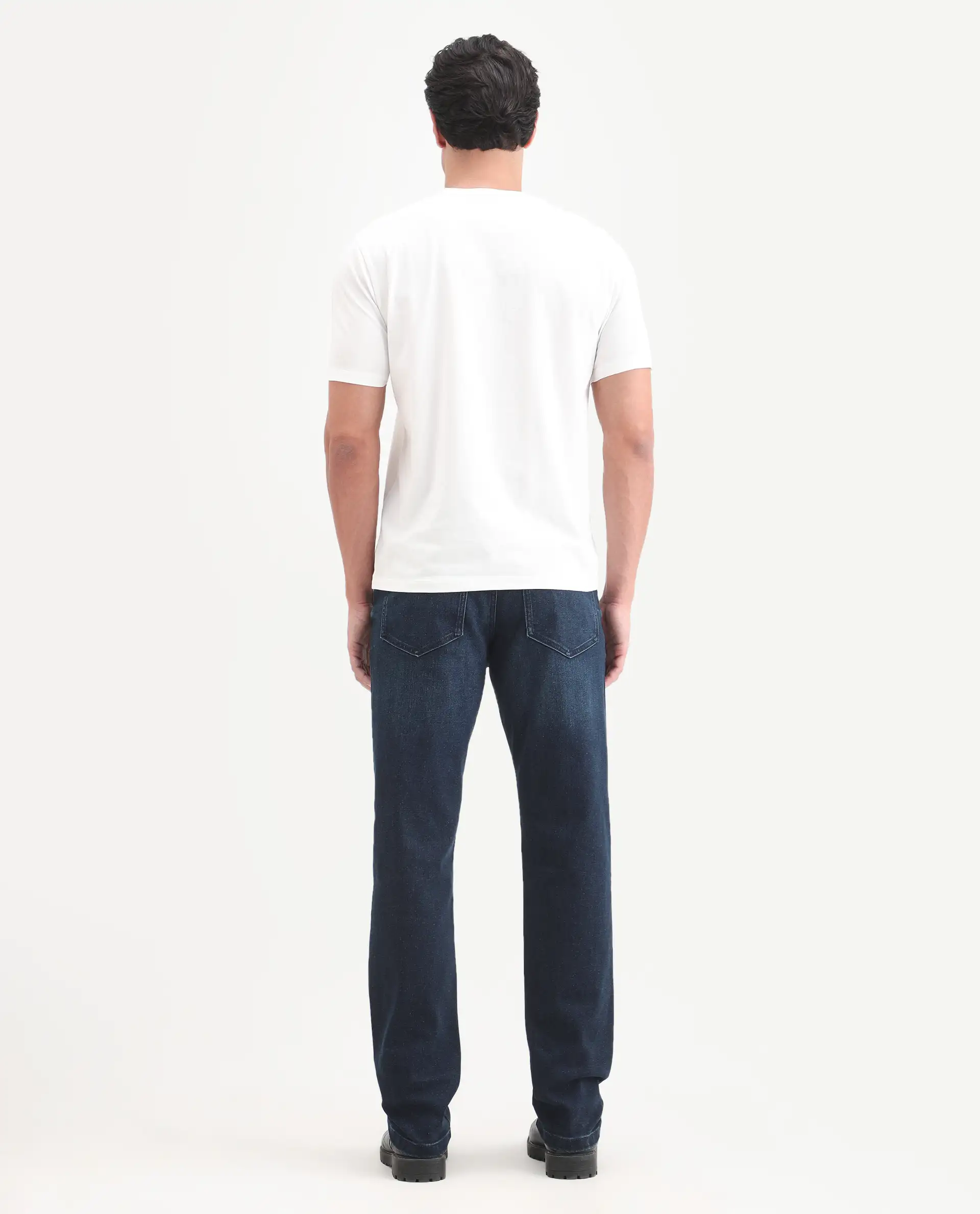 Rare Rabbit Men's Evolve 26 Dark Navy Cotton Blend Morris Regular Fit Plain Jeans - Image 7