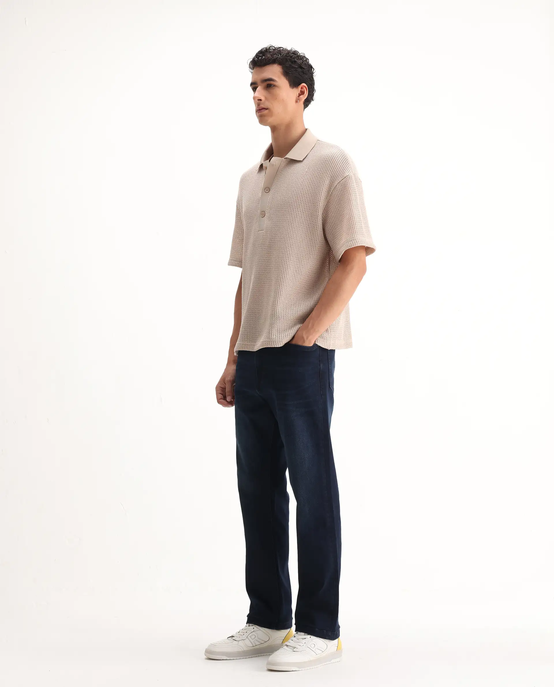 Rare Rabbit Men's Evolve Dark Navy Cotton Blend Plain Morris Regular Fit Jeans - Image 3
