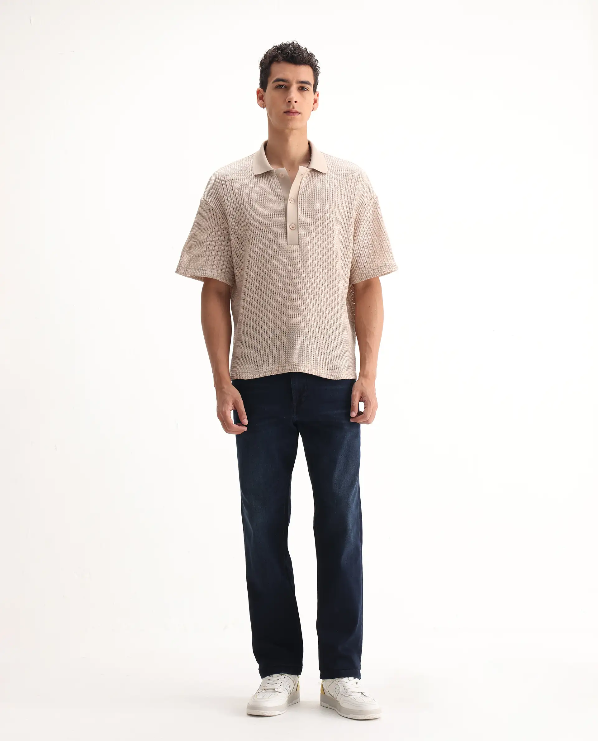 Rare Rabbit Men's Evolve Dark Navy Cotton Blend Plain Morris Regular Fit Jeans - Image 8