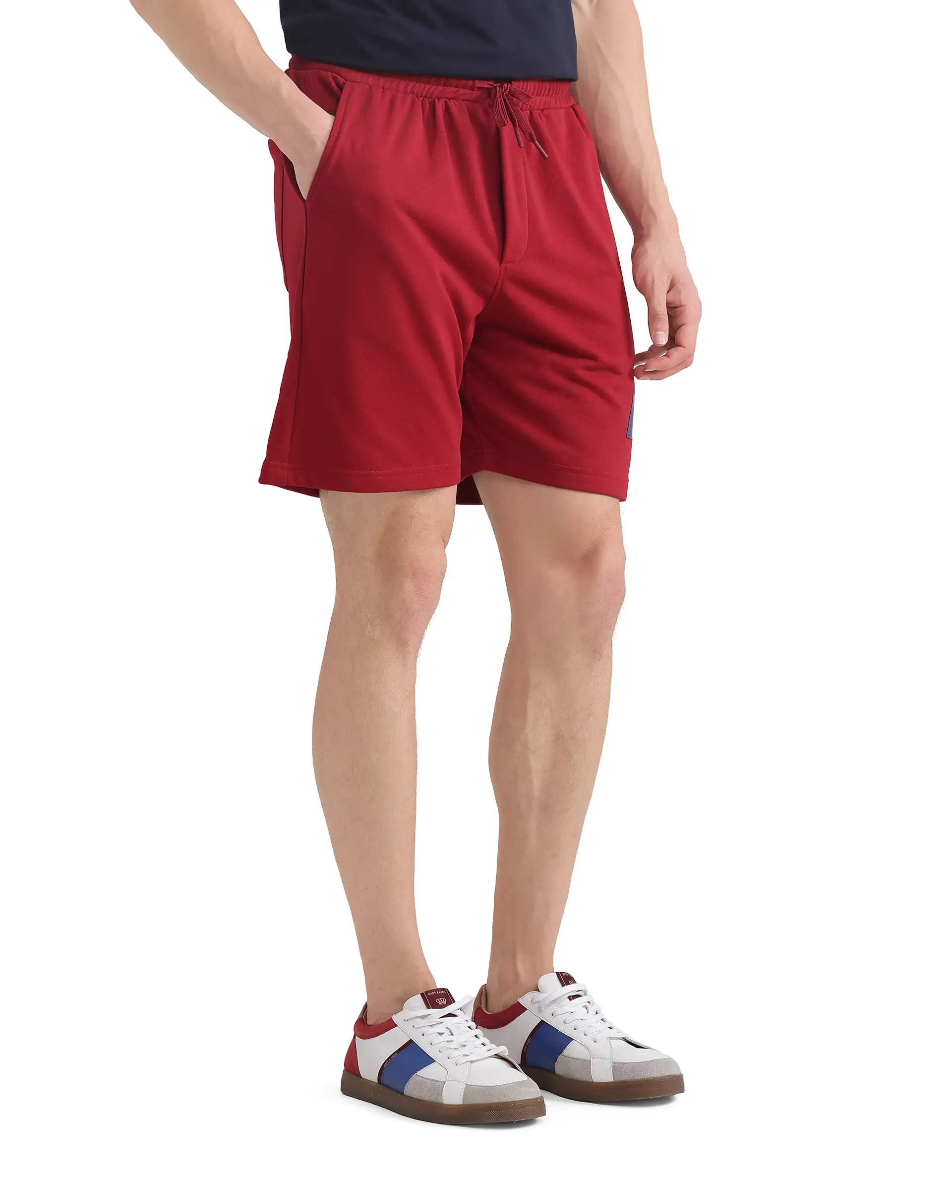 Rare Rabbit Men's Exclaim-B Red Cotton Graphic Print Oversized Fit Shorts - Image 8