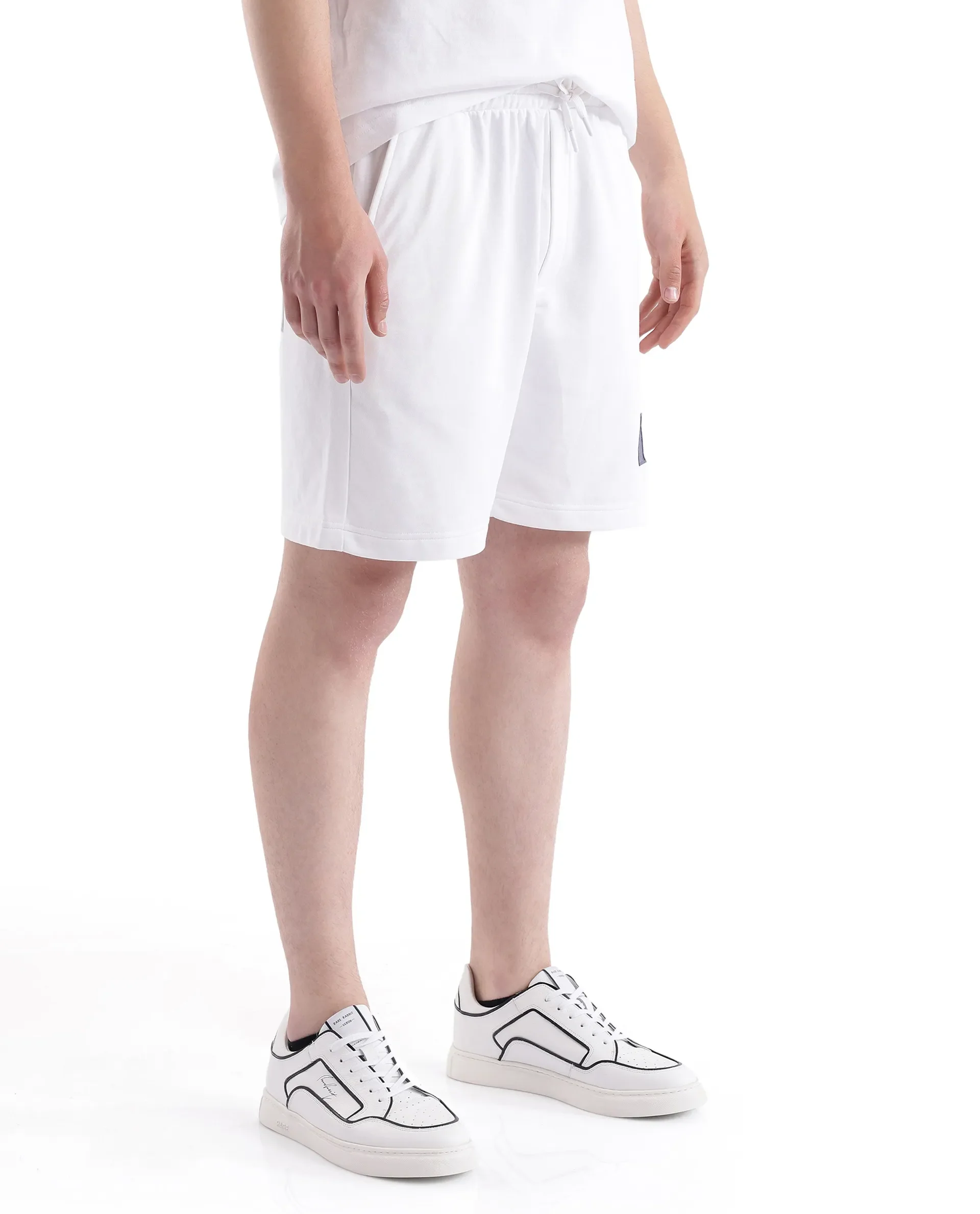 Rare Rabbit Men's Exclaim-B White Cotton Graphic Print Oversized Fit Shorts - Image 6