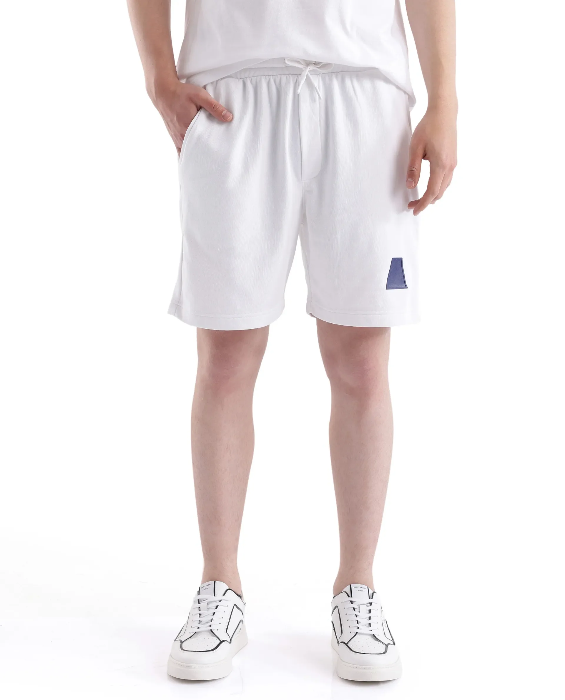 Rare Rabbit Men's Exclaim-B White Cotton Graphic Print Oversized Fit Shorts - Image 9