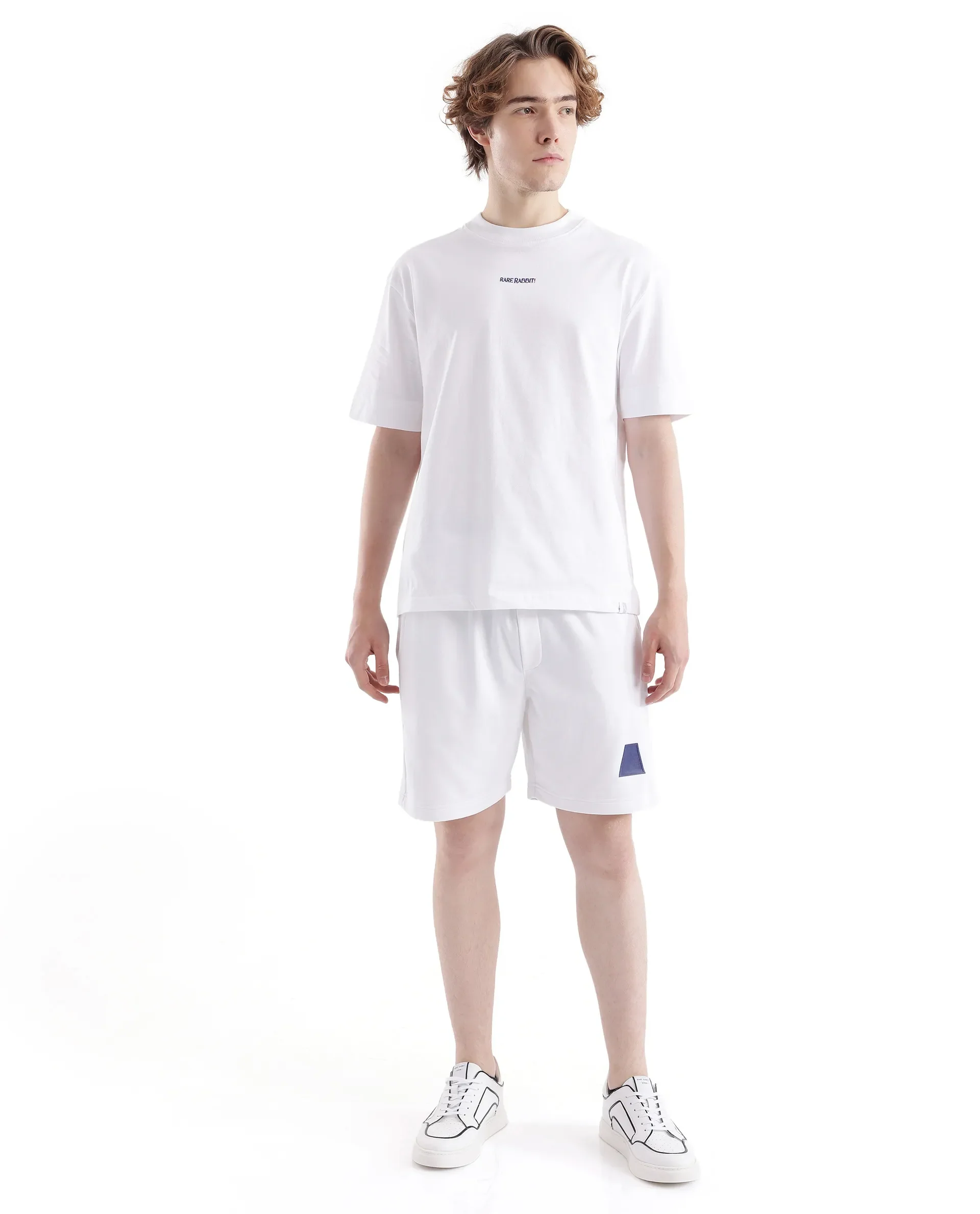 Rare Rabbit Men's Exclaim White Cotton Graphic Print Oversized Fit Half Sleeve Crew Neck T-Shirt - Image 2