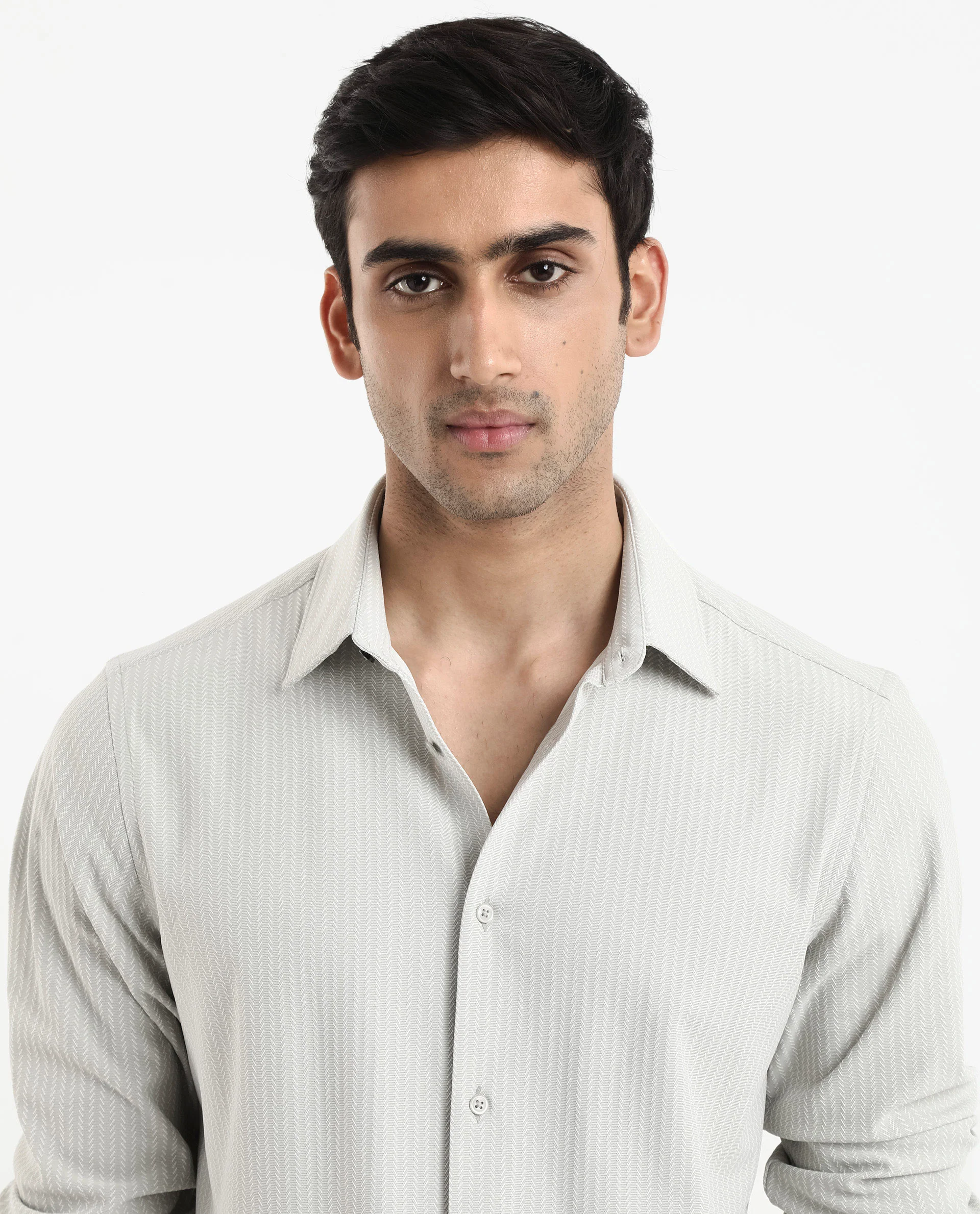 Rare Rabbit Men's Exclo Pastel Beige Polyester Jacquard Regular Fit Full Sleeve Collared Shirt - Image 4