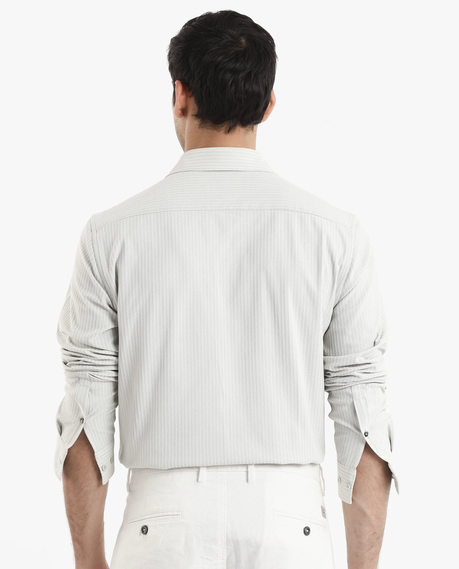 Rare Rabbit Men's Exclo Pastel Beige Polyester Jacquard Regular Fit Full Sleeve Collared Shirt - Image 7