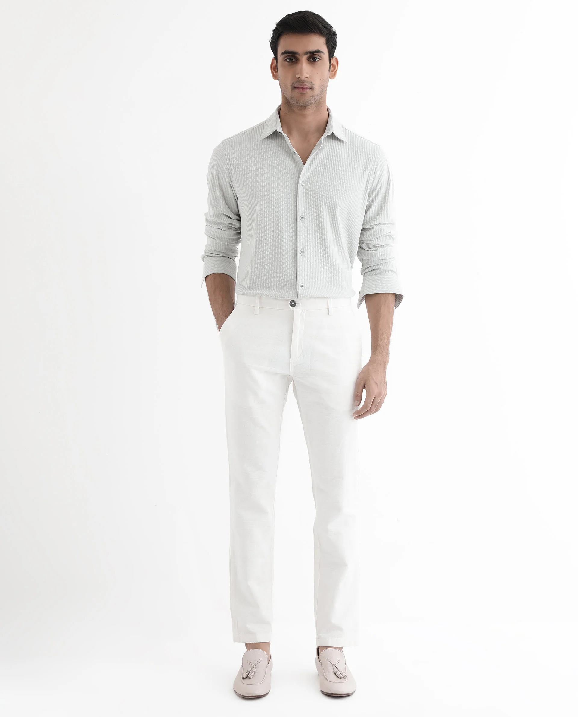 Rare Rabbit Men's Exclo Pastel Blue Polyester Jacquard Regular Fit Full Sleeve Collared Shirt - Image 2