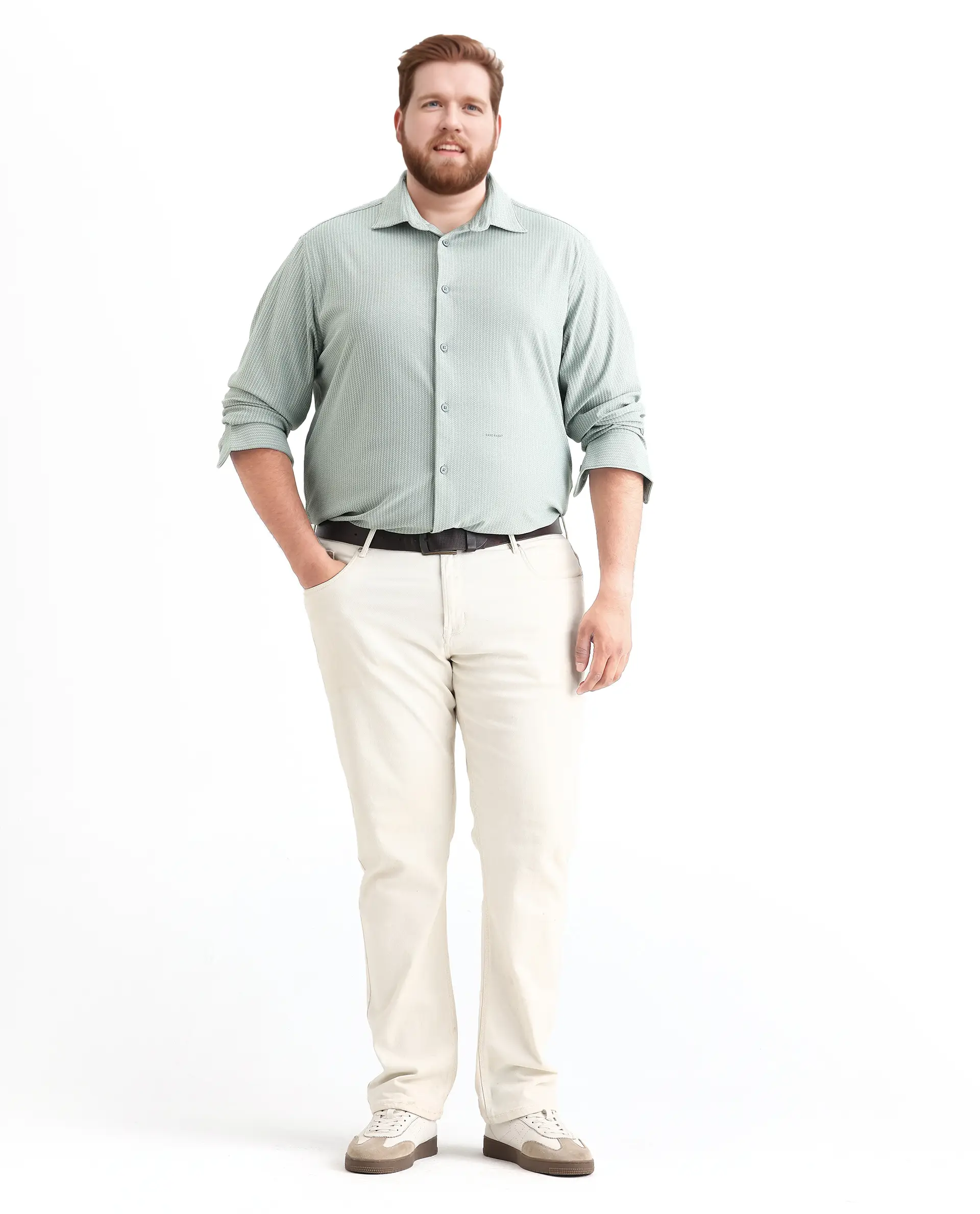 Rare Rabbit Men's Exclop Pastel Green Cotton Fabric Full Sleeves Collared Neck Button Closure Striped Shirt - Image 2