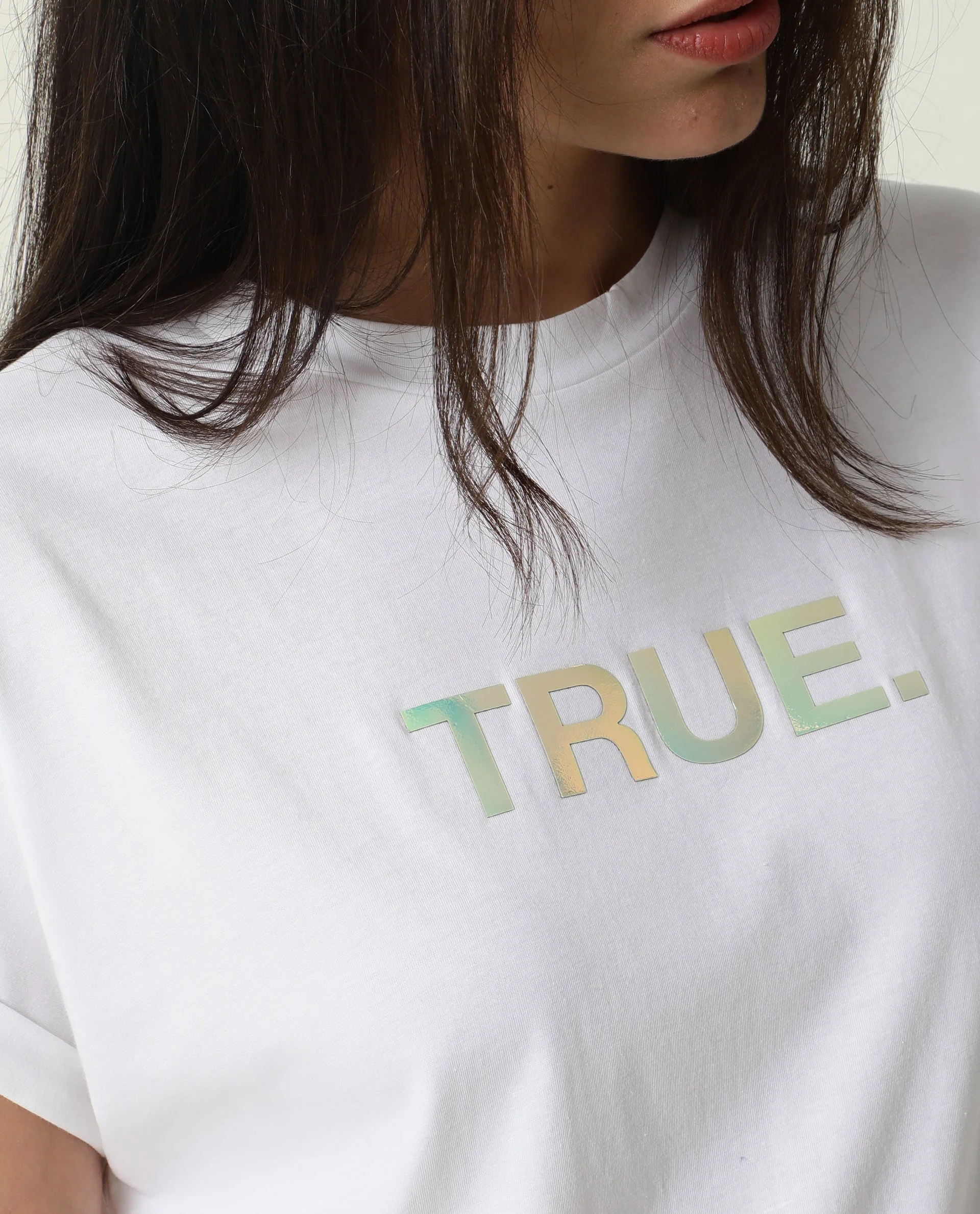 Rareism Womens Exist White T-Shirt Cotton Fabric Regular Fit Extended Sleeves Crew Neck - Image 2