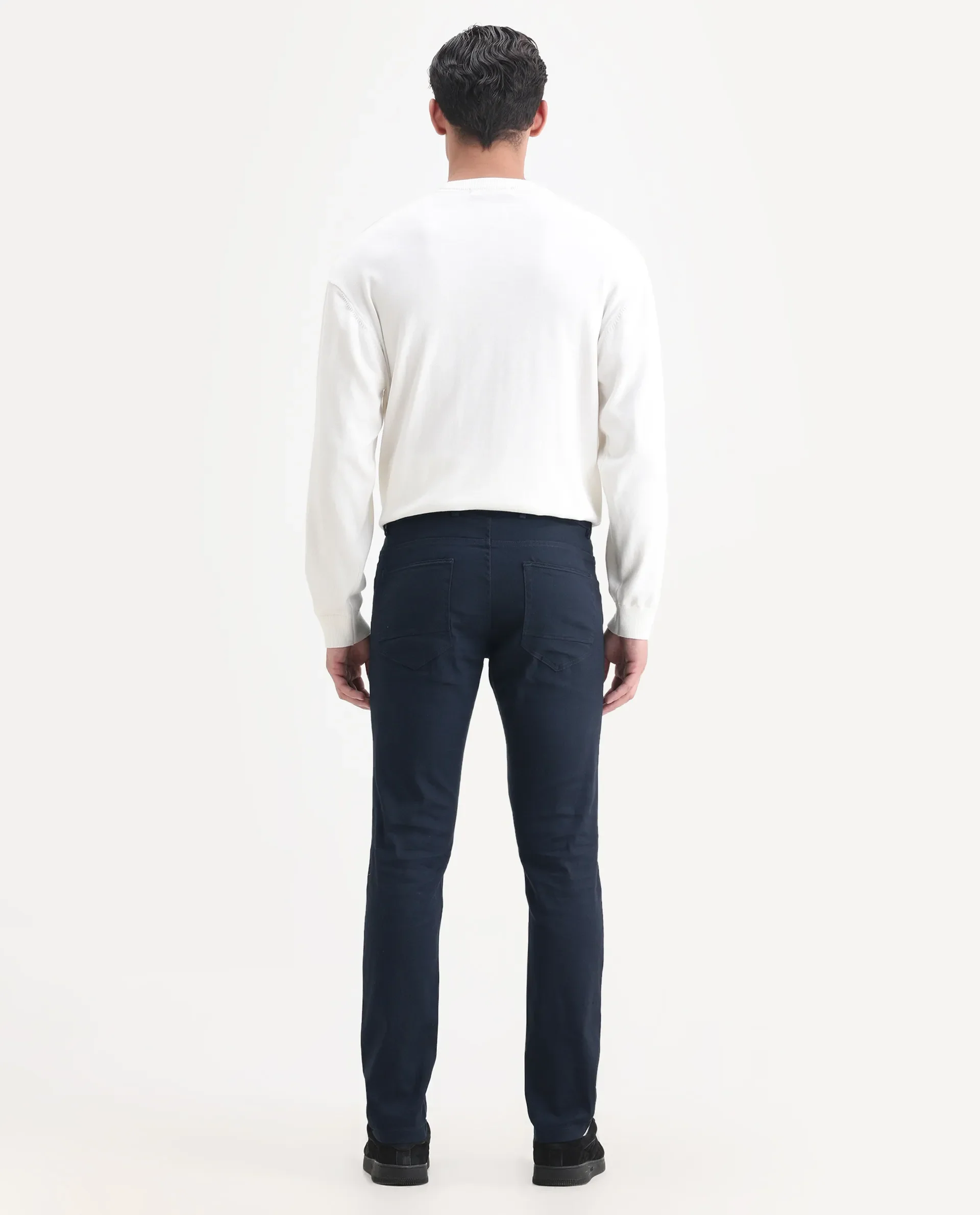 Rare Rabbit Men's Expore Navy Linen Blend Plain Regular Fit Trouser - Image 7