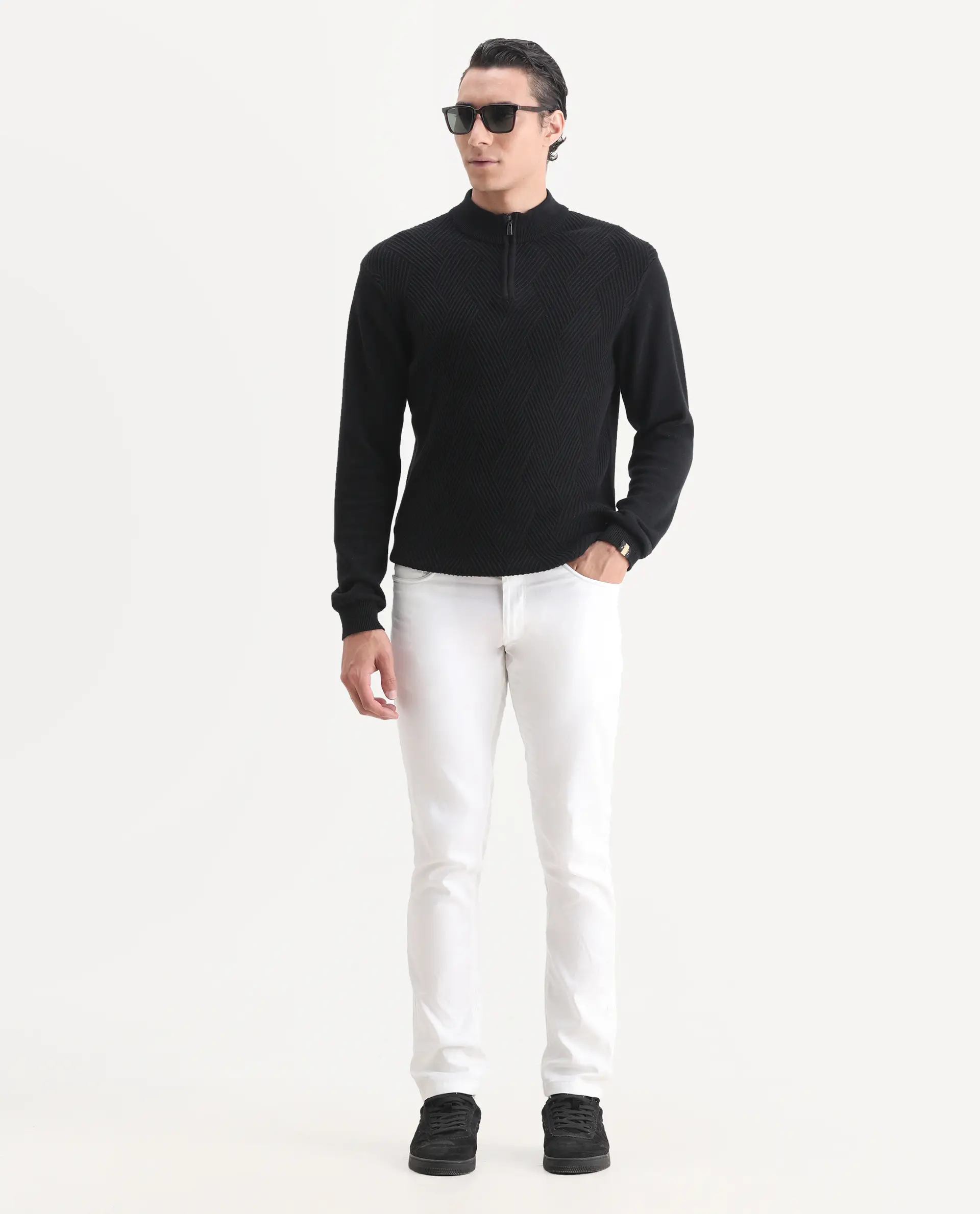 Rare Rabbit Men's Expore White Linen Blend Plain Regular Fit Trouser