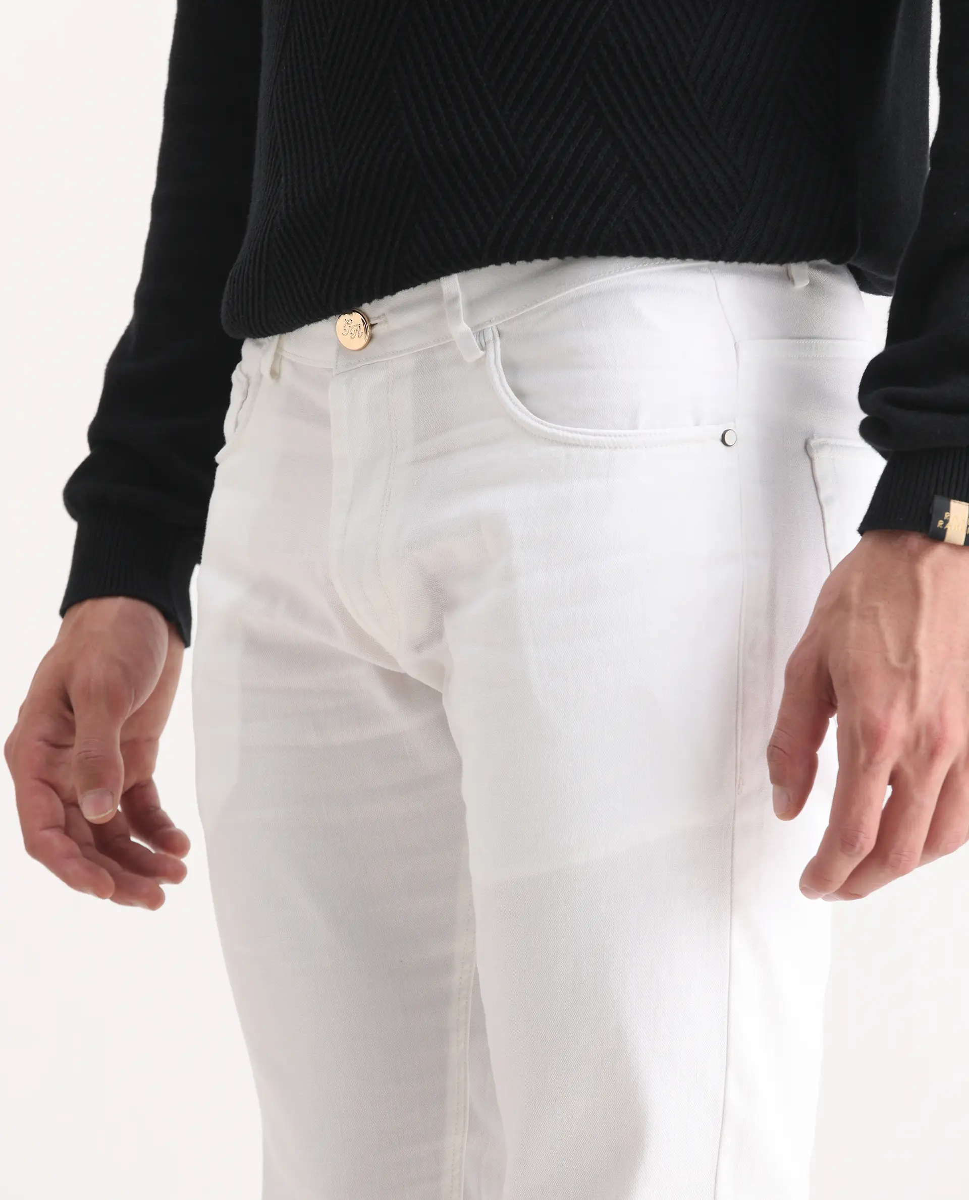 Rare Rabbit Men's Expore White Linen Blend Plain Regular Fit Trouser - Image 3