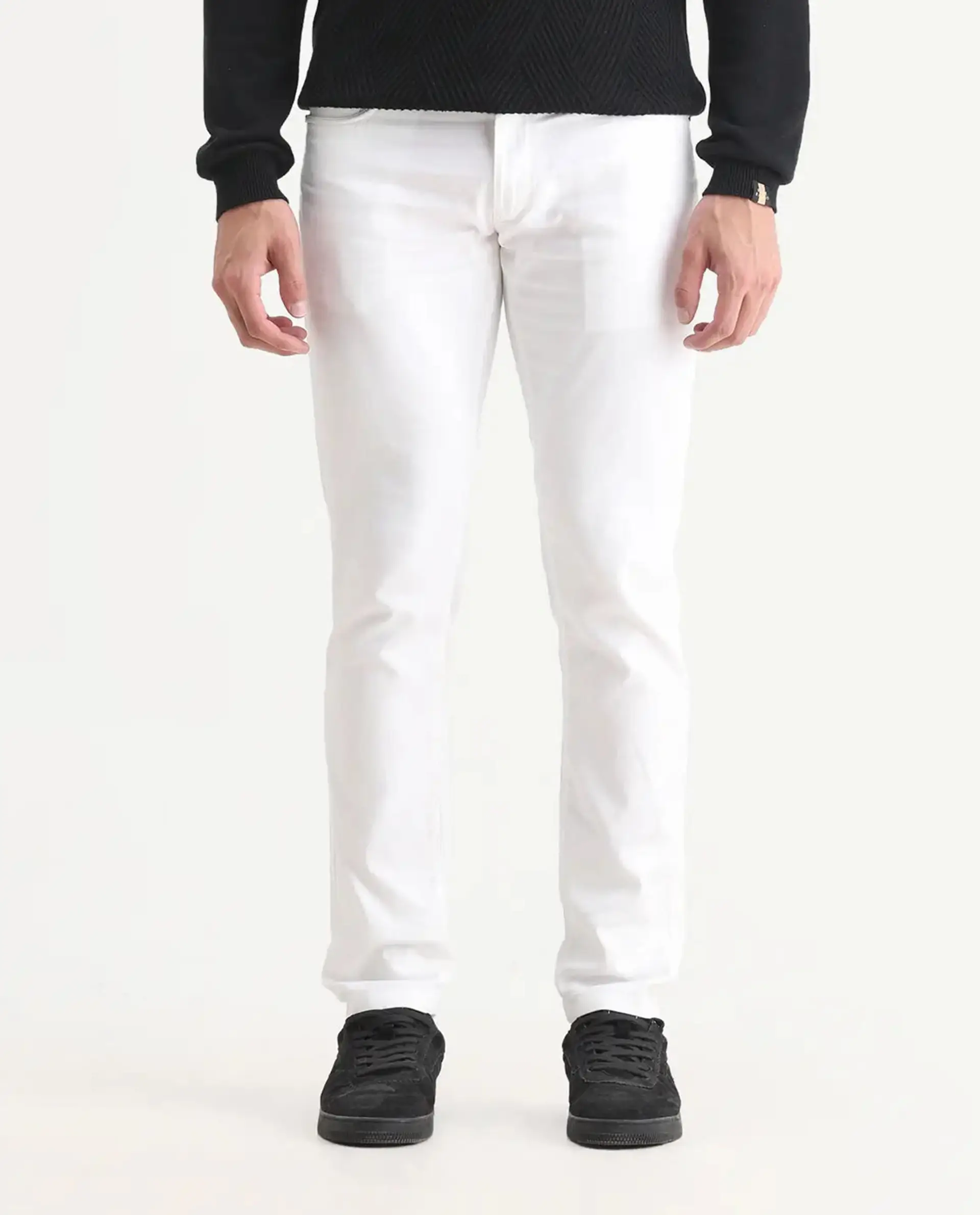 Rare Rabbit Men's Expore White Linen Blend Plain Regular Fit Trouser - Image 8