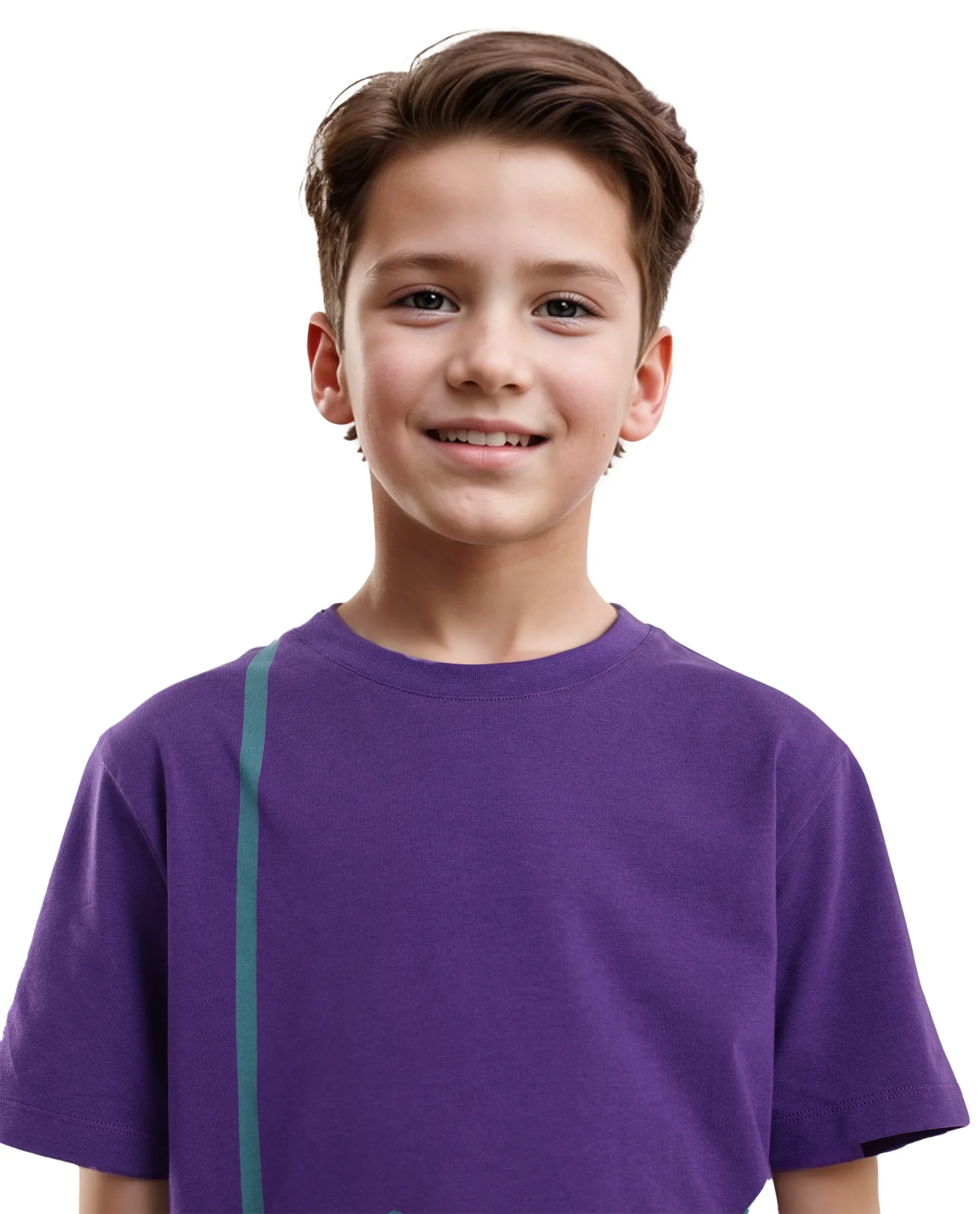 Rare Ones Kids Ezon Dark Purple Cotton Blend Fabric Half Sleeves Crew Neck Graphic Signature Print T-Shirt - Image 6