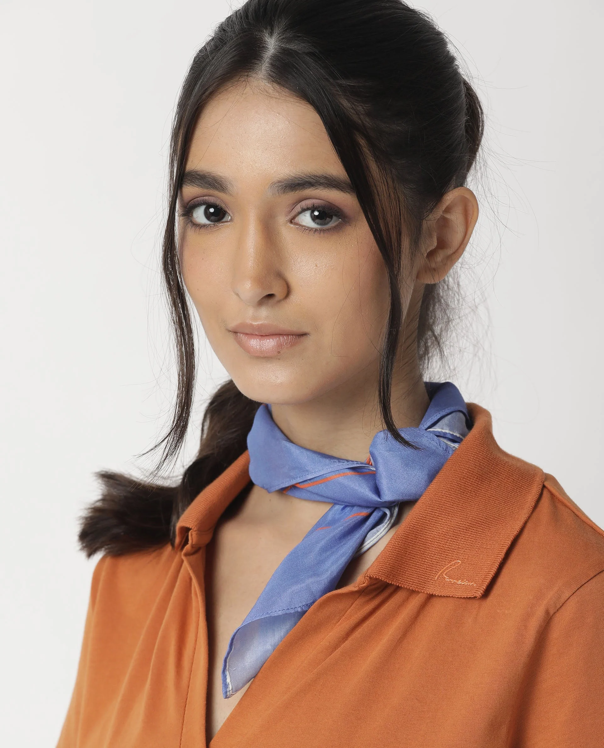 Rareism Women Ezra Blue Scarf Cotton Silk - Image 3