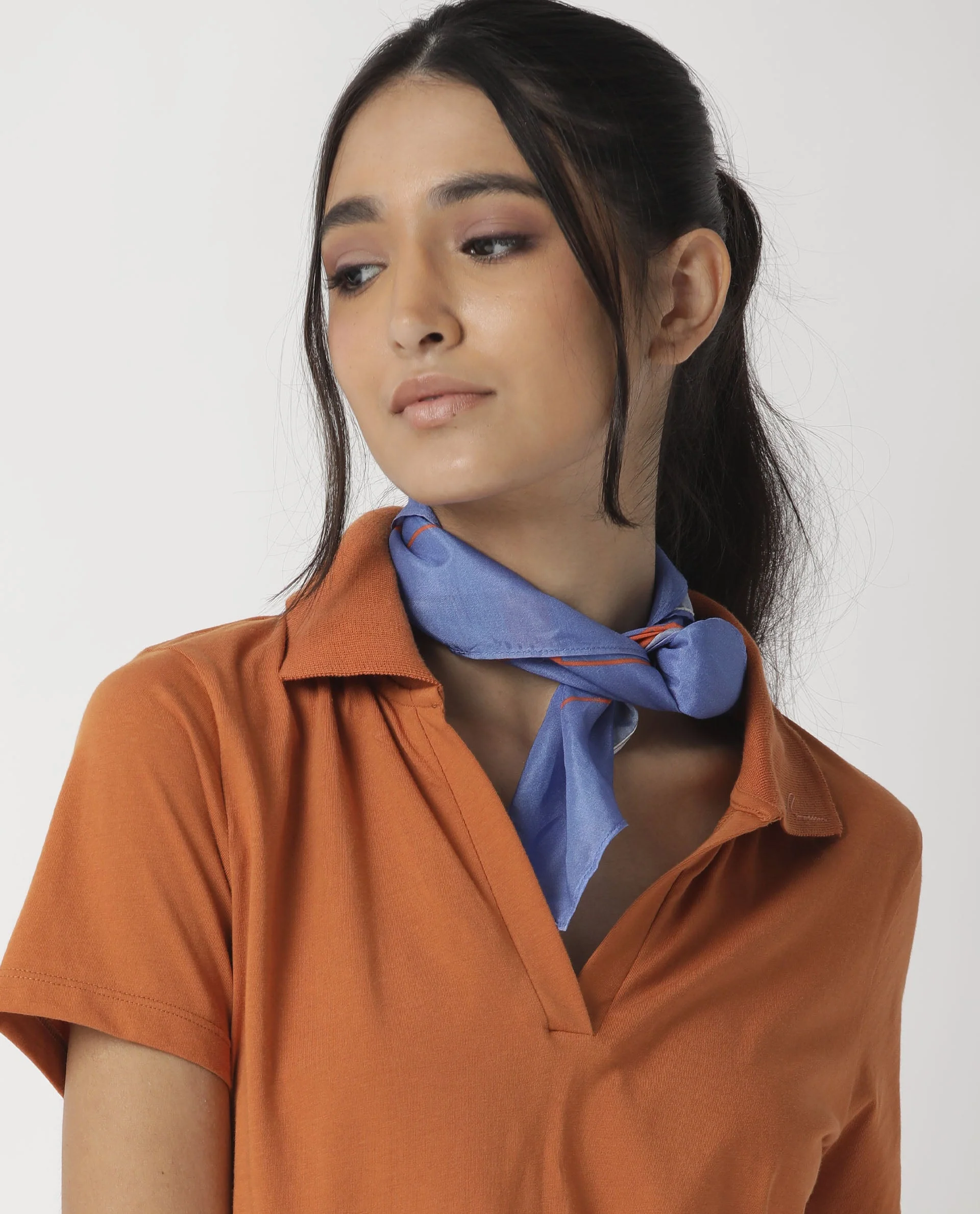 Rareism Women Ezra Blue Scarf Cotton Silk - Image 5