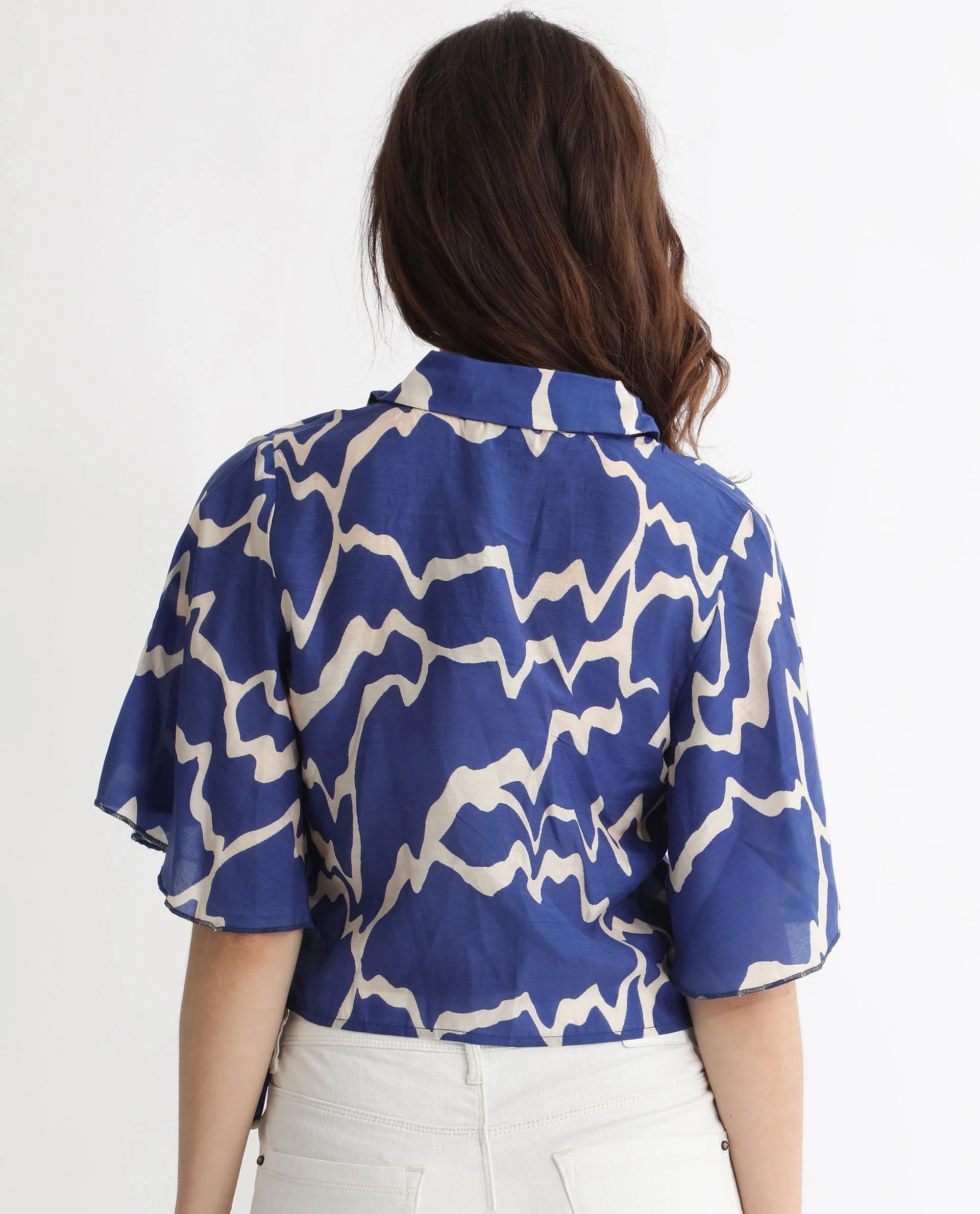 Rareism Womens Ezrai Blue Top Short Sleeve Hip Length Abstract - Image 11