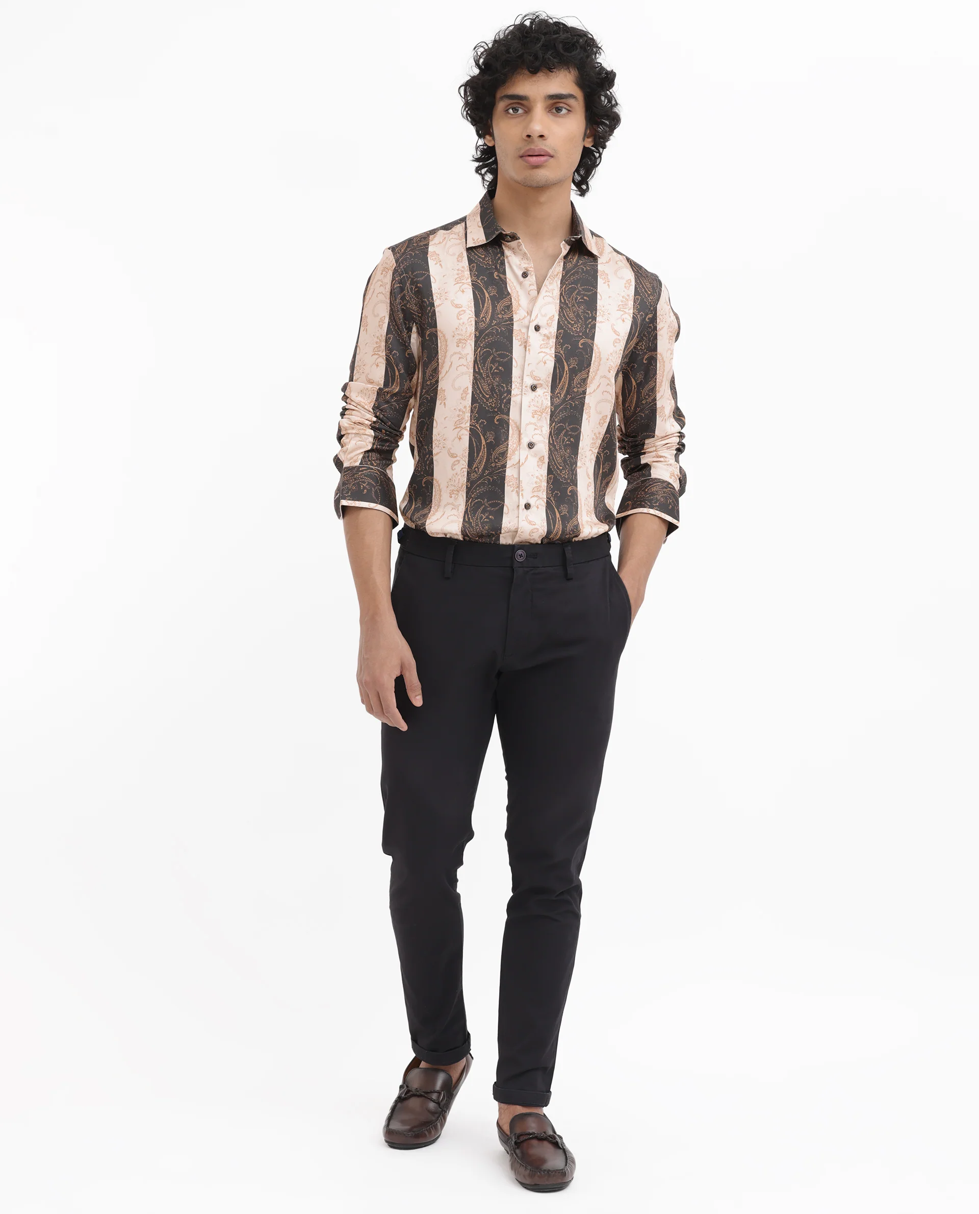 Rare Rabbit Men's Faben Beige Viscose Paisley Print Regular Fit Full Sleeve Collared Shirt - Image 9