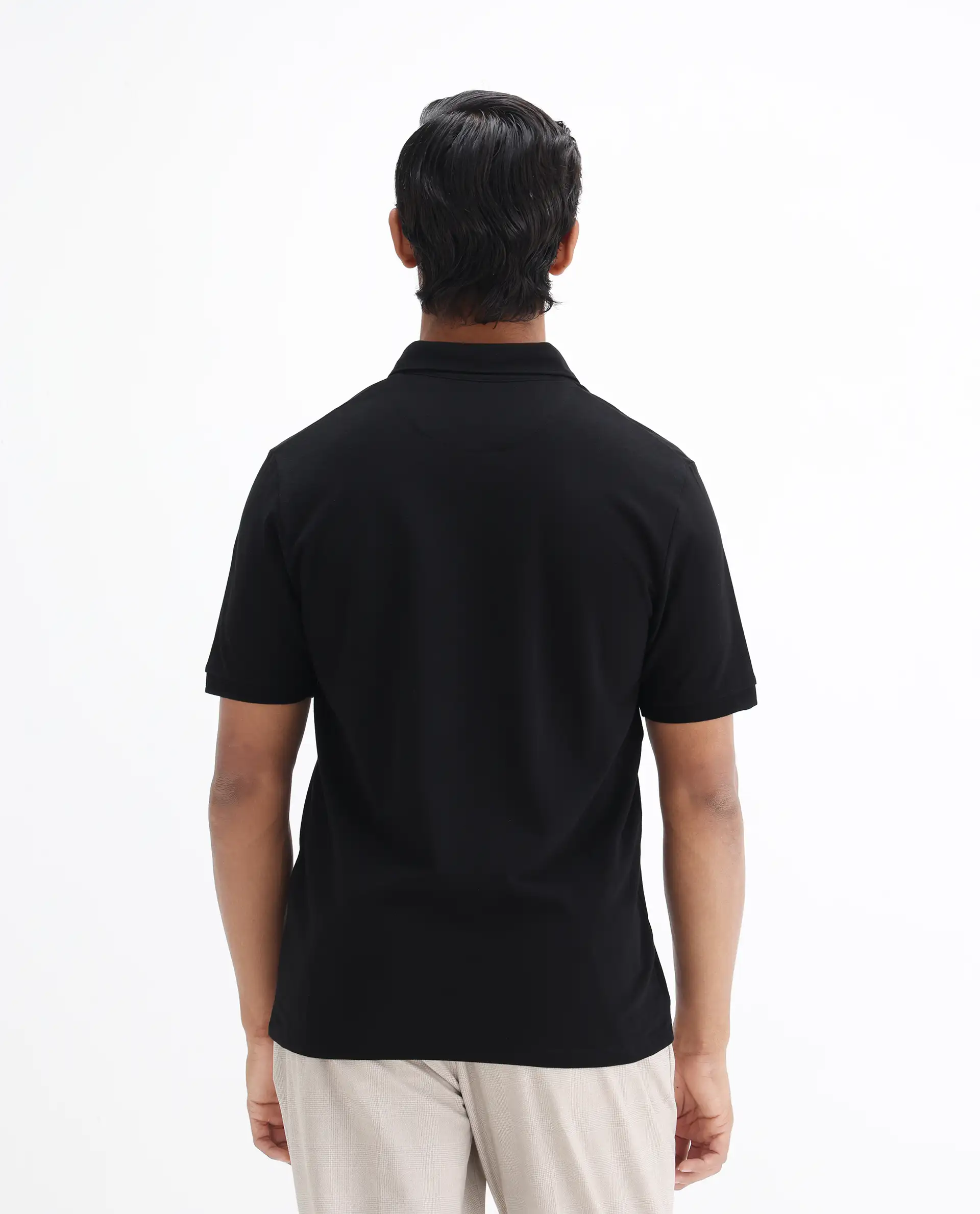 Rare Rabbit Men's Face Black Cotton Embroidered Regular Fit Half Sleeve Polo - Image 8