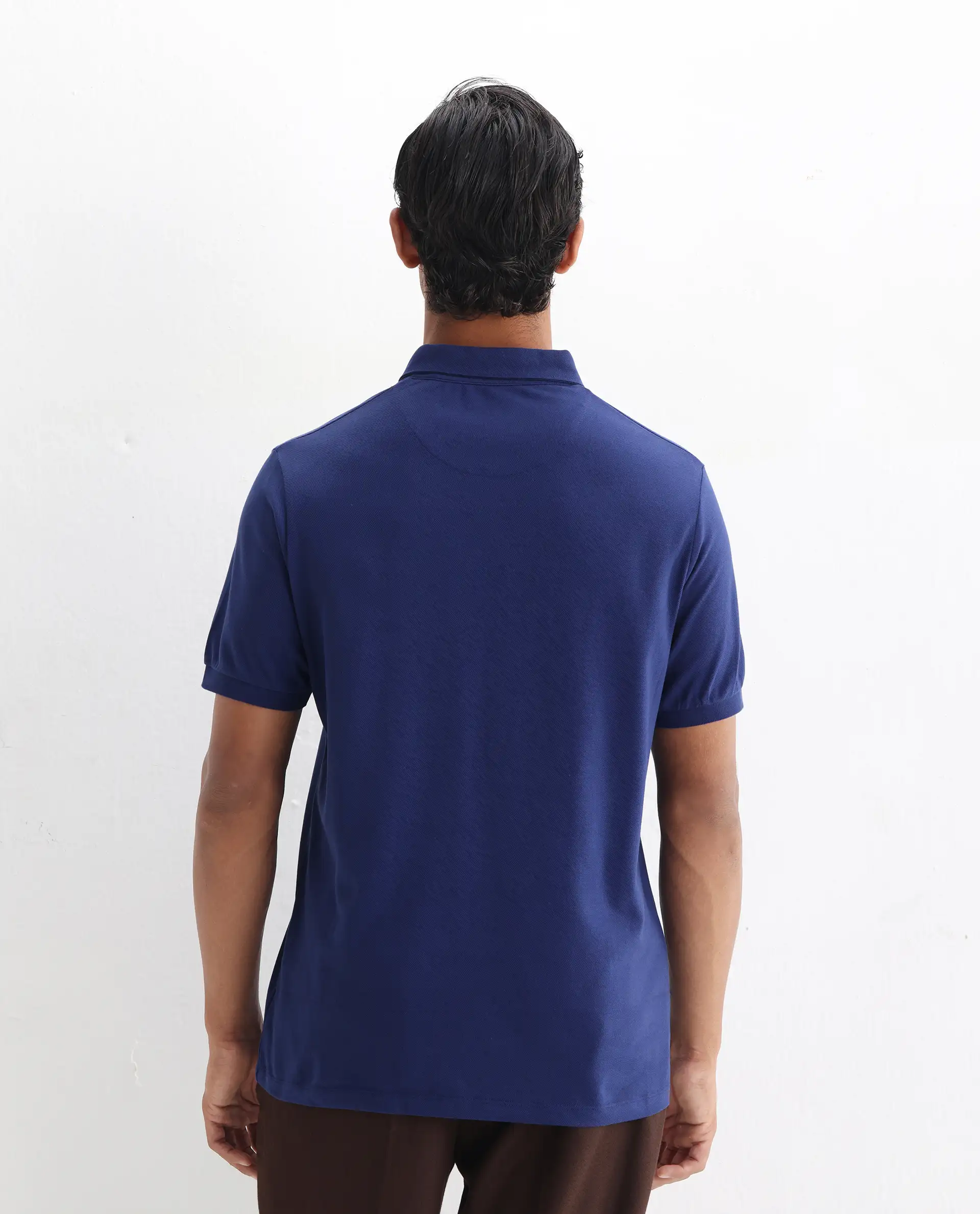 Rare Rabbit Men's Face Blue Cotton Embroidered Regular Fit Half Sleeve Polo - Image 7