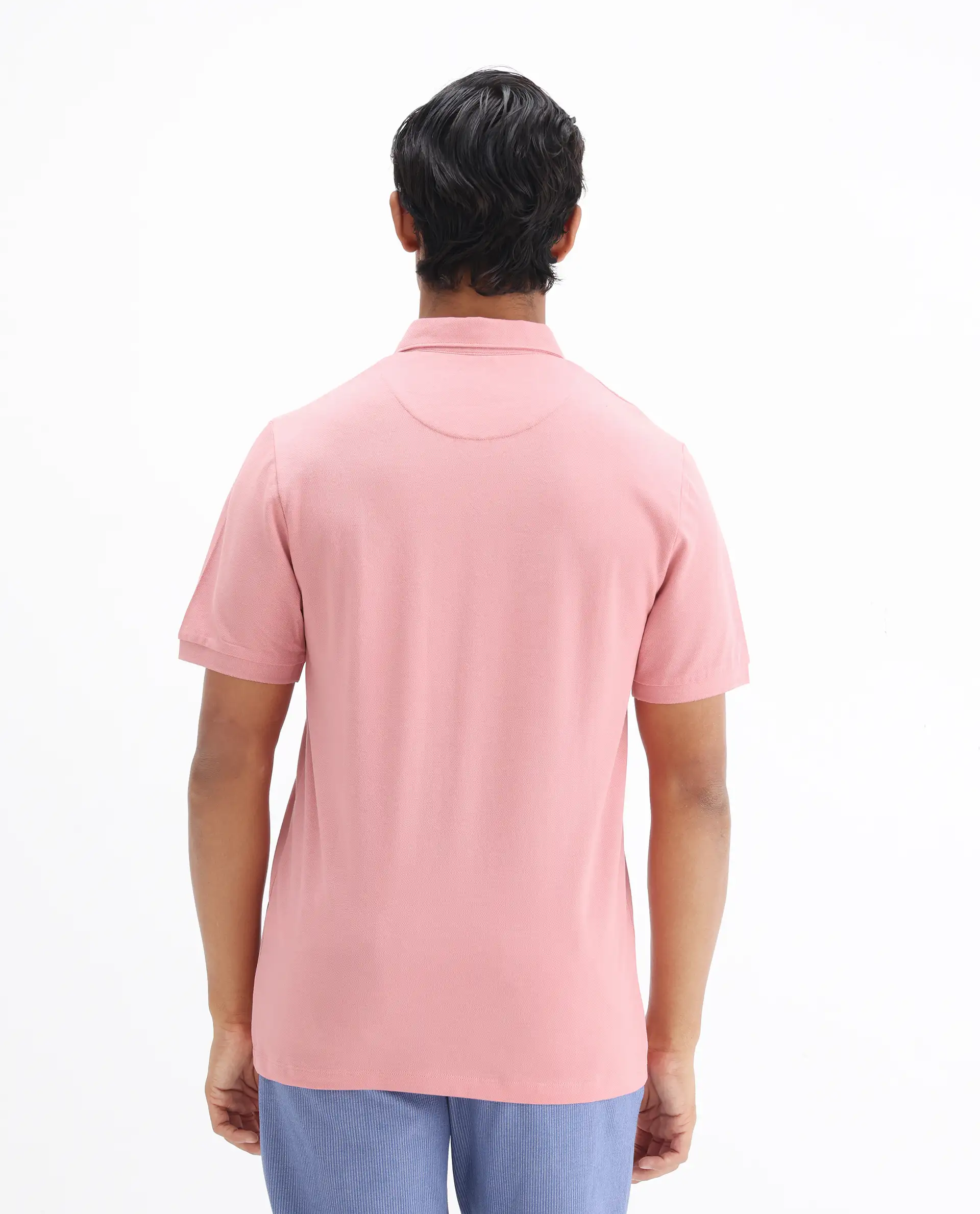 Rare Rabbit Men's Face Light Pink Cotton Embroidered Regular Fit Half Sleeve Polo - Image 8