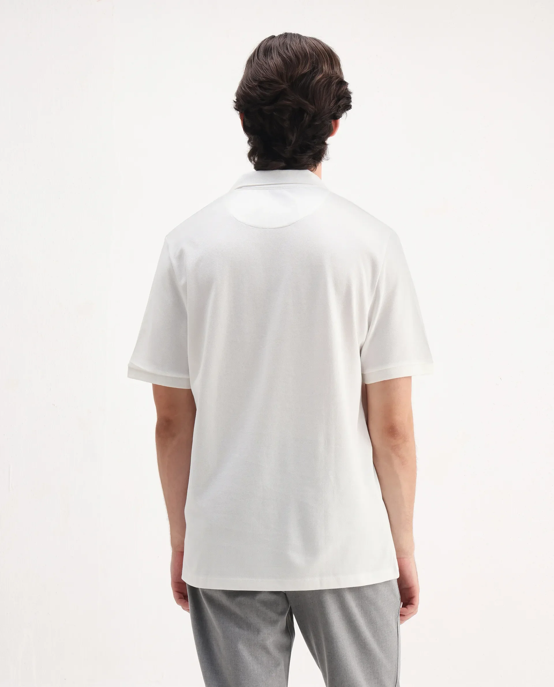 Rare Rabbit Men's Face White Cotton Embroidered Regular Fit Half Sleeve Polo - Image 7