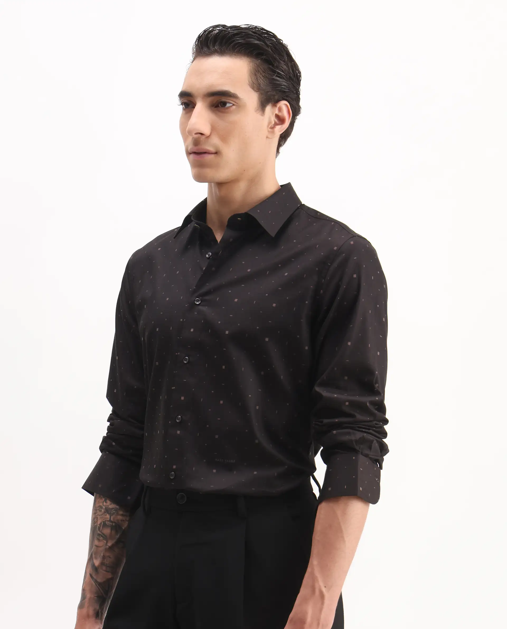Rare Rabbit Men's Falo Brown Cotton Plain Regular Fit Full Sleeve Collared Shirt - Image 4