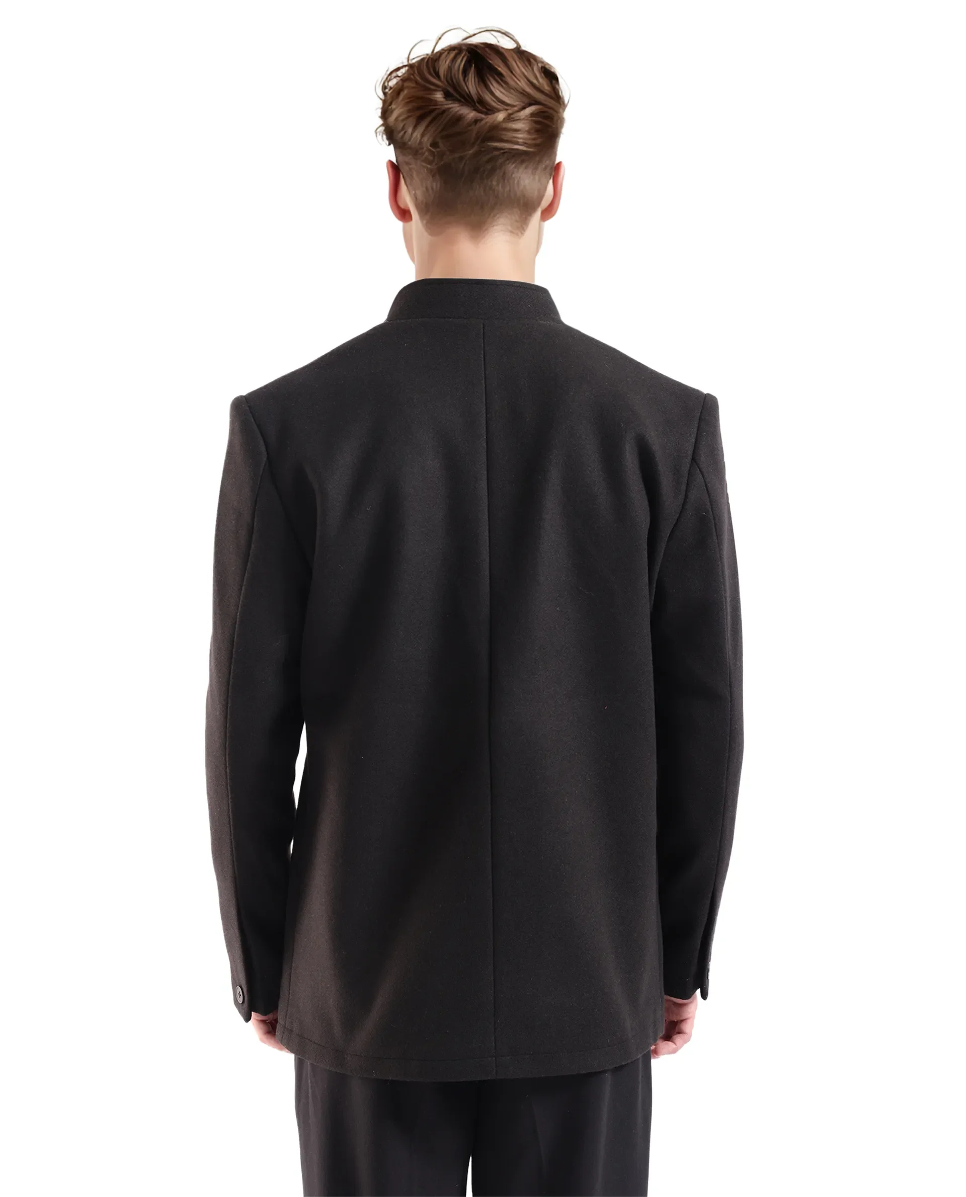 Rare Rabbit Men's Fanzo Black Polyester Plain Relaxed Fit Full Sleeve High Neck Coat - Image 4