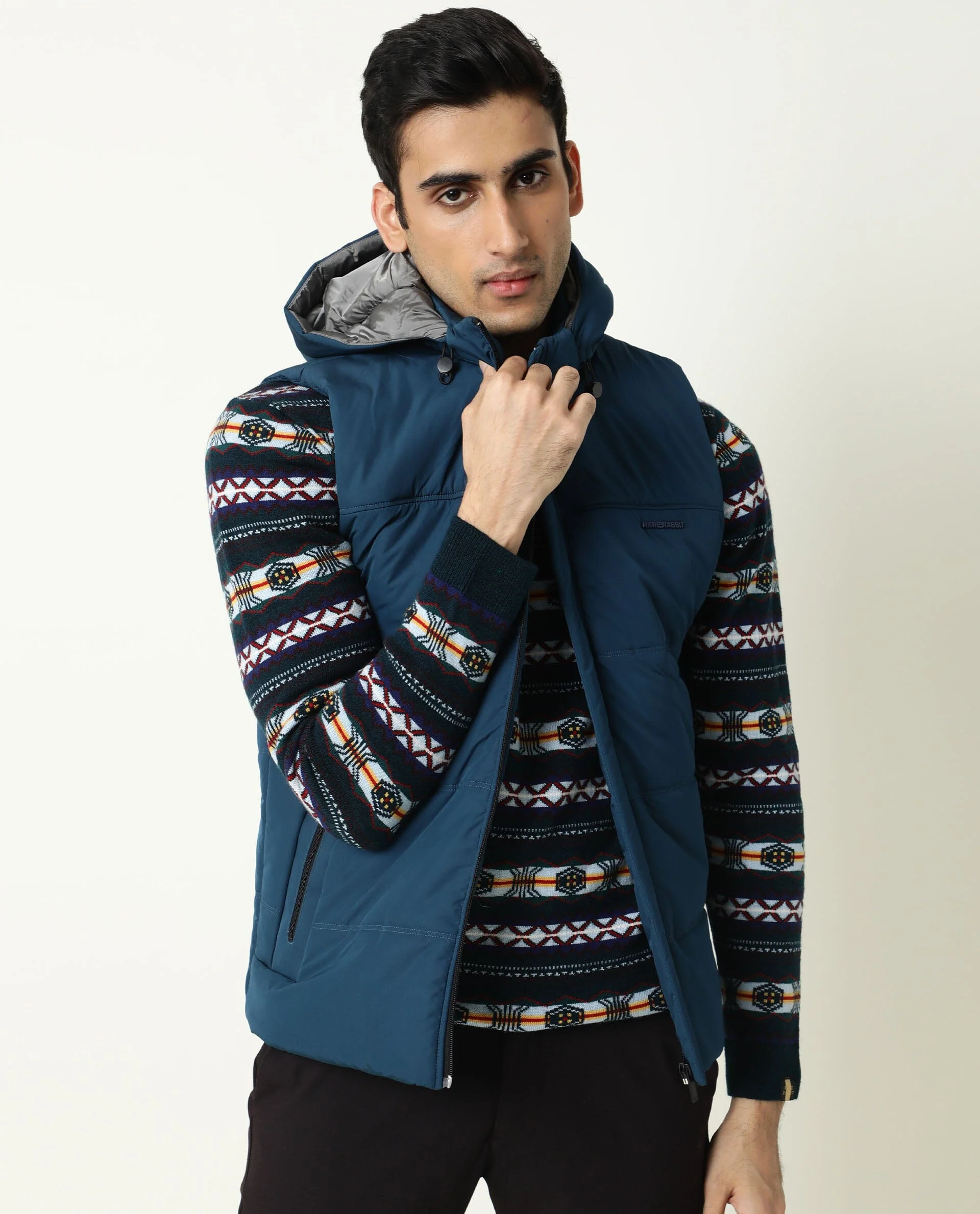 Rare Rabbit Men's Fare Green Textured Slim Fit Full Sleeve Crew Neck Sweater - Image 2