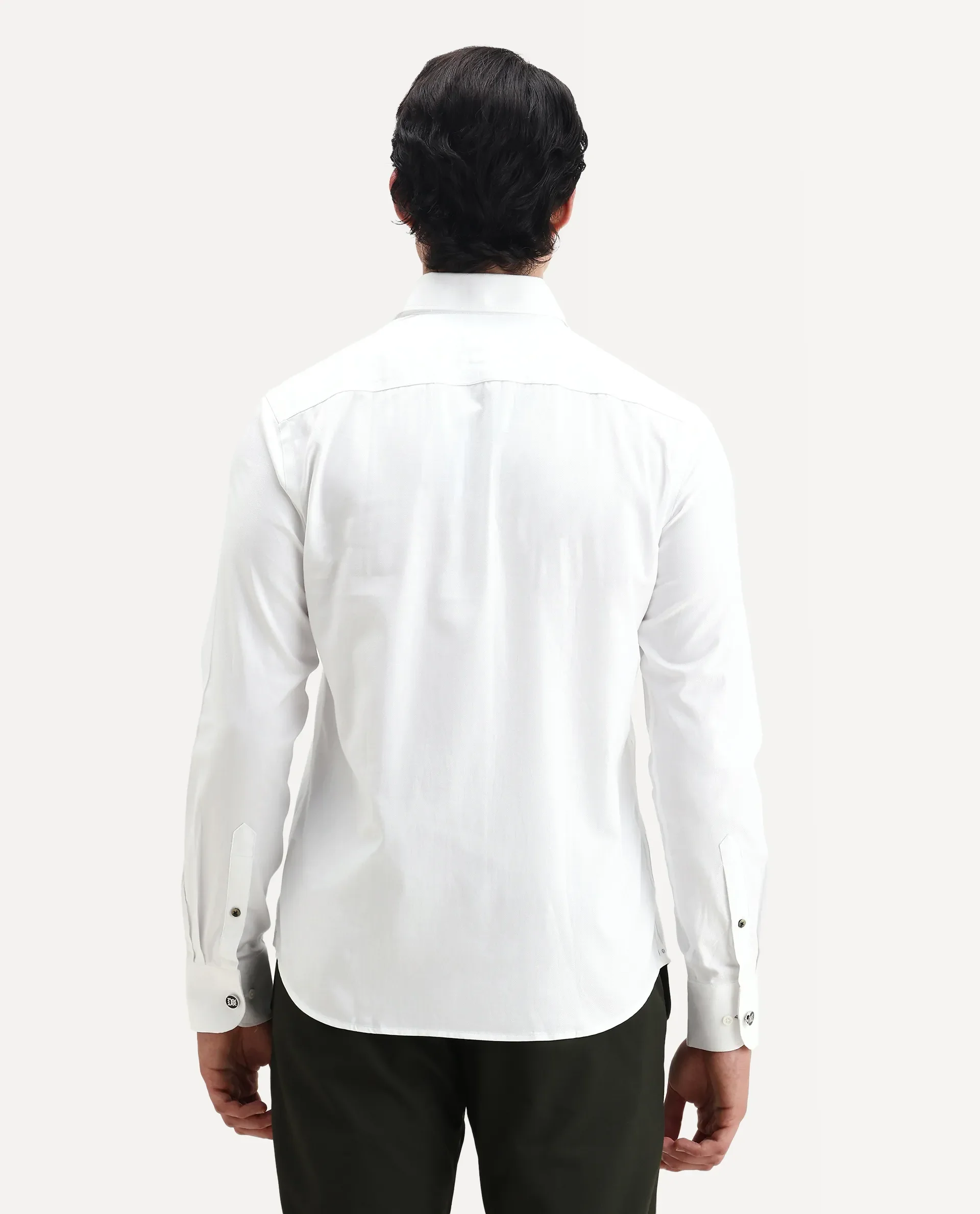 Rare Rabbit Men's Fargo White Cotton Plain Regular Fit Full Sleeve Collared Shirt - Image 7