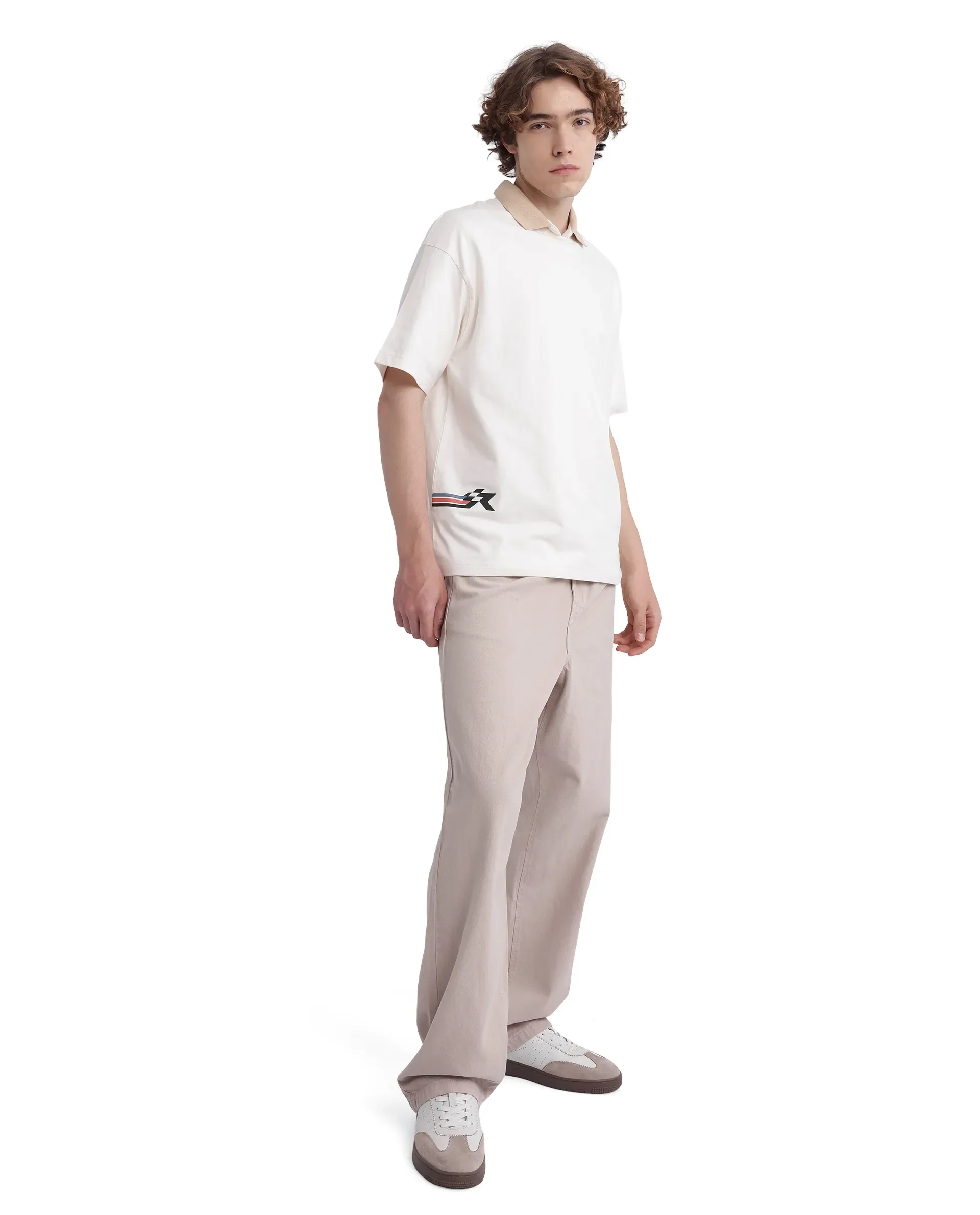 Rare Rabbit Men's Fast Off White Cotton Graphic Print Oversized Fit Half Sleeve Crew Neck T-Shirt - Image 3