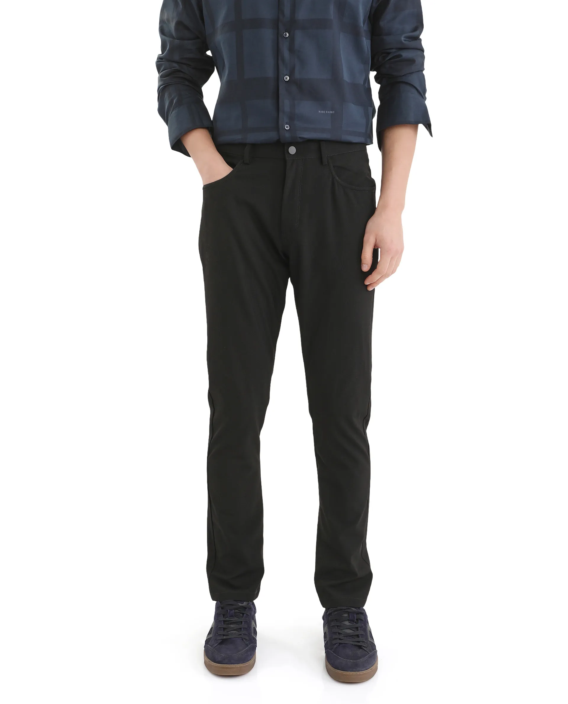 Rare Rabbit Men's Cotton Plain Regular Fit Trouser - Image 2