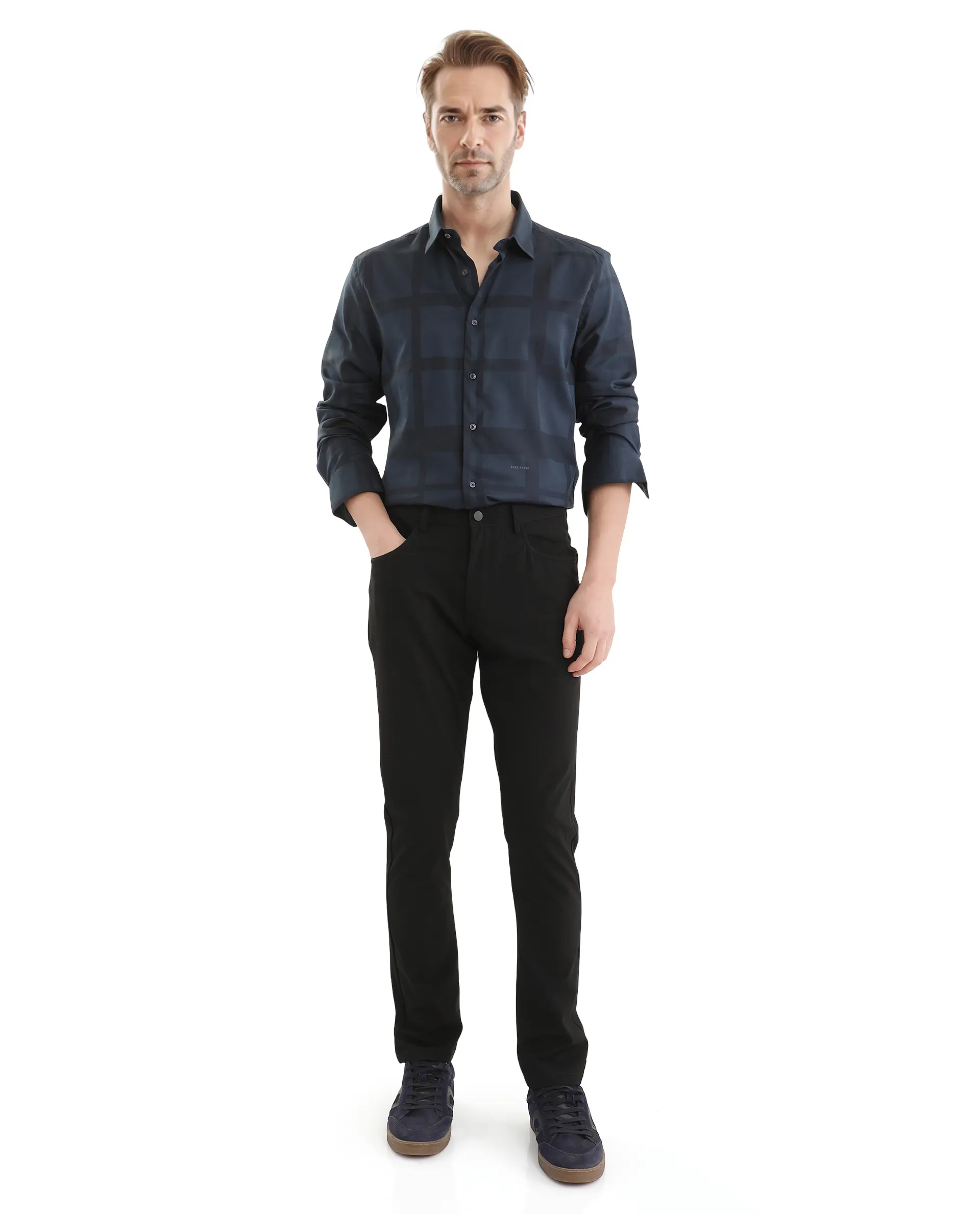 Rare Rabbit Men's Cotton Plain Regular Fit Trouser - Image 3