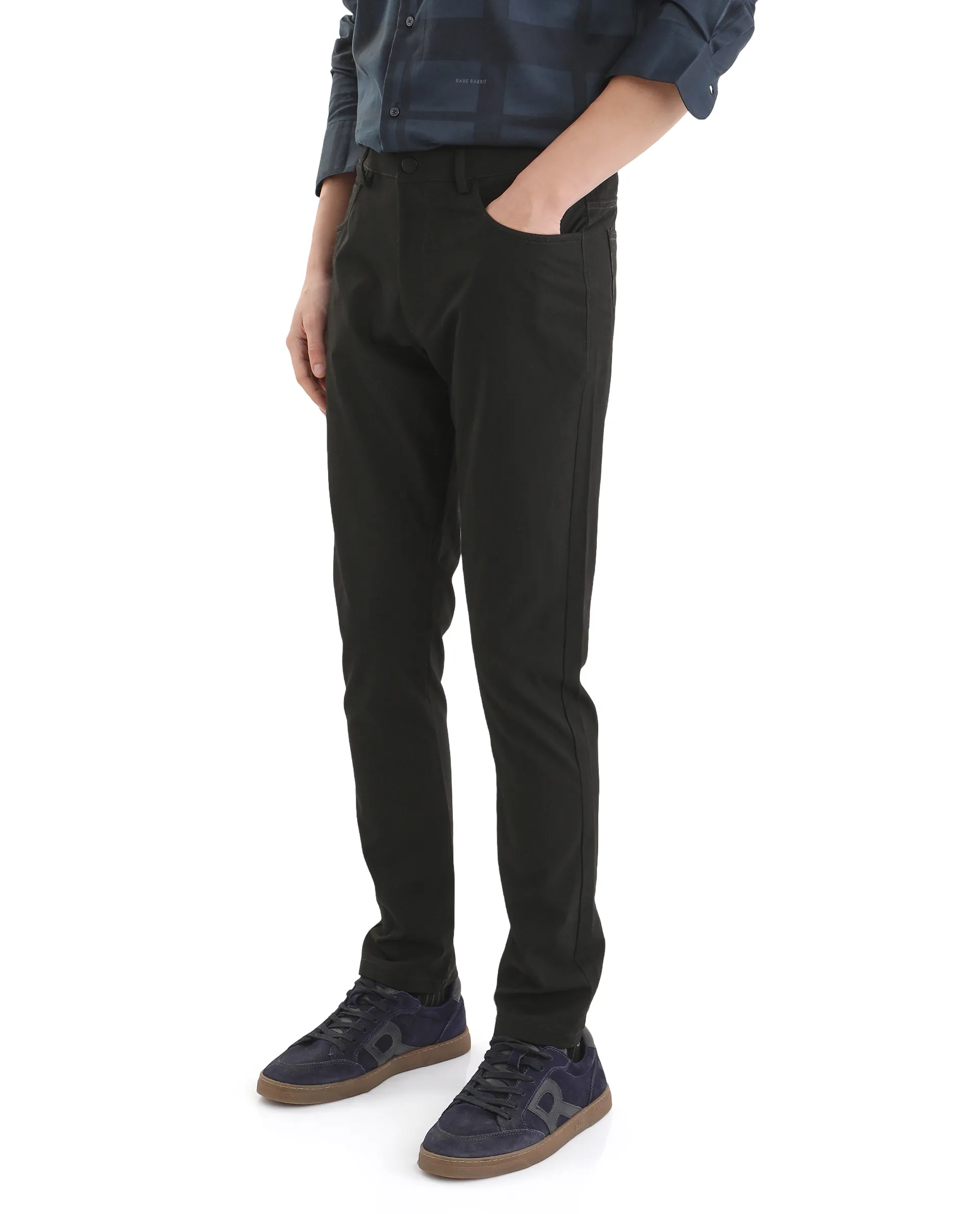 Rare Rabbit Men's Cotton Plain Regular Fit Trouser - Image 4