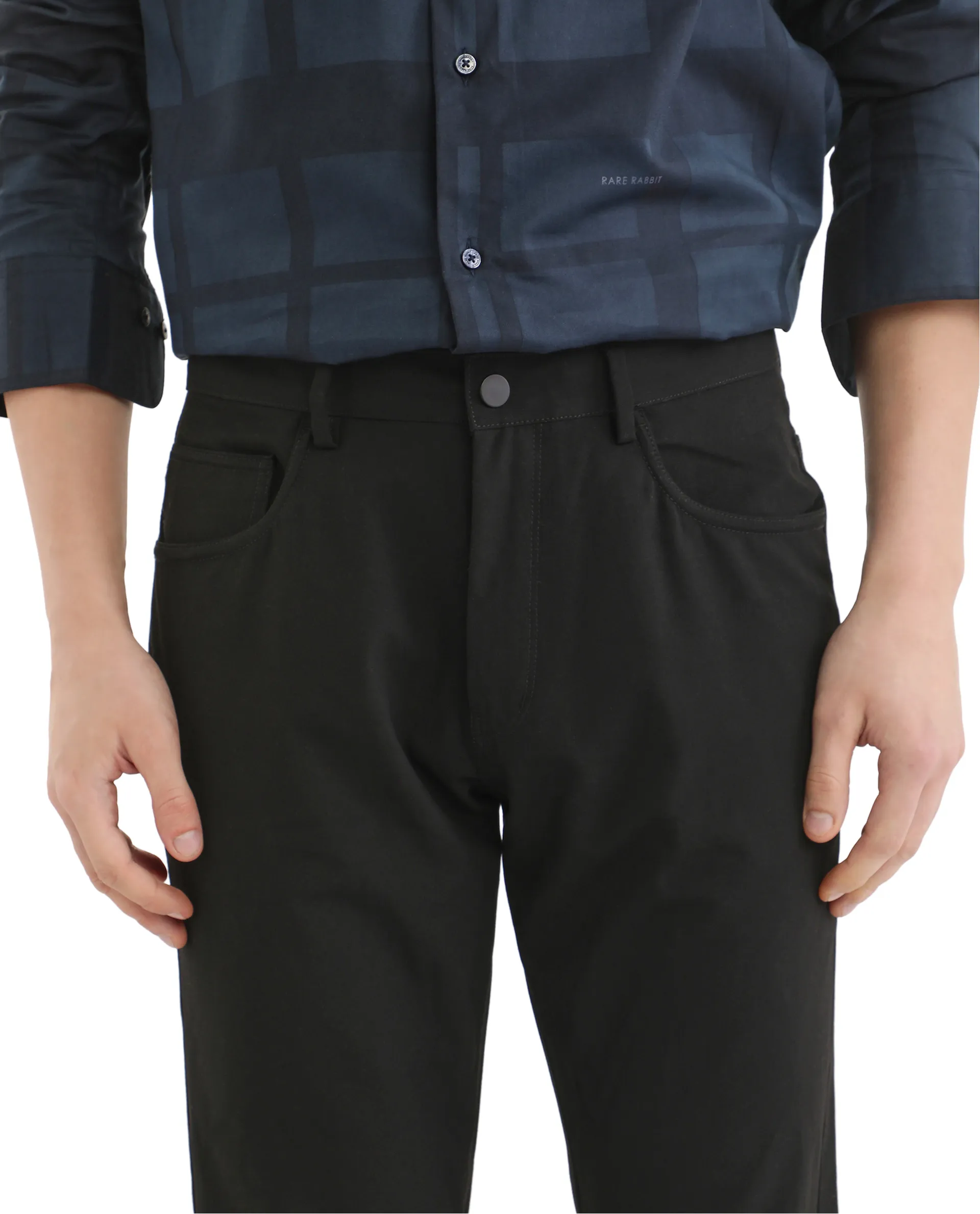 Rare Rabbit Men's Cotton Plain Regular Fit Trouser - Image 6