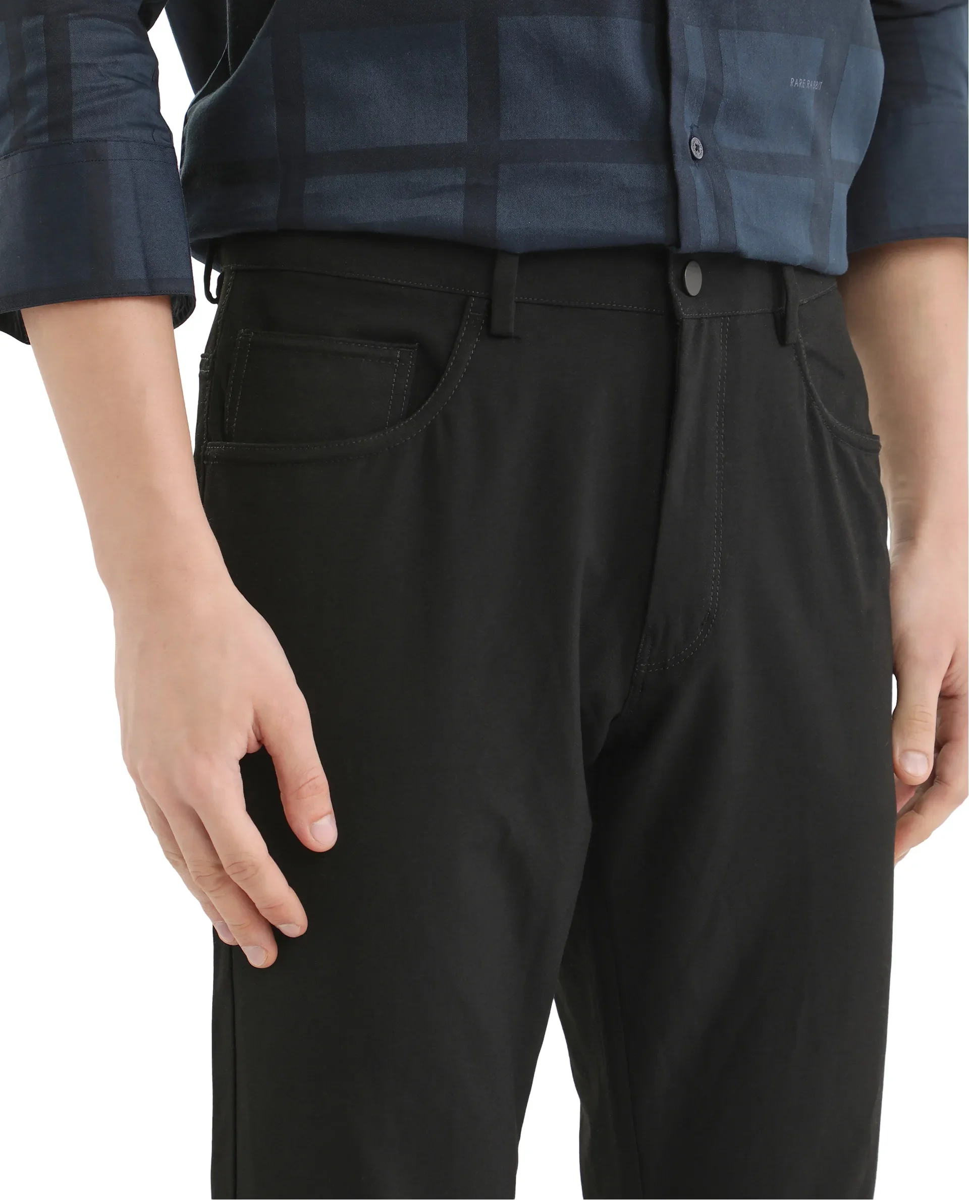 Rare Rabbit Men's Cotton Plain Regular Fit Trouser - Image 7