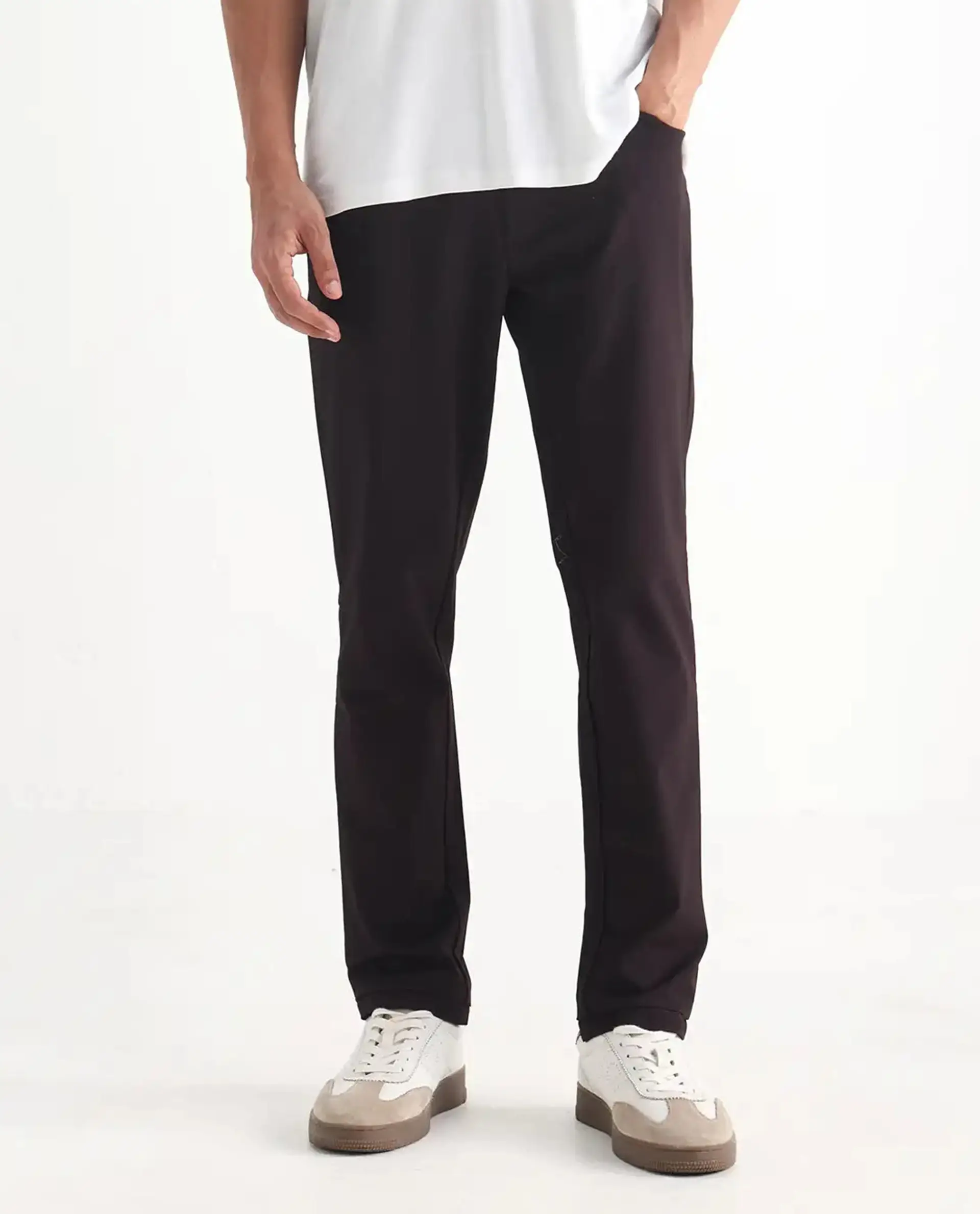 Rare Rabbit Men's Fastro Dark Maroon Cotton Plain Regular Fit Trouser - Image 10