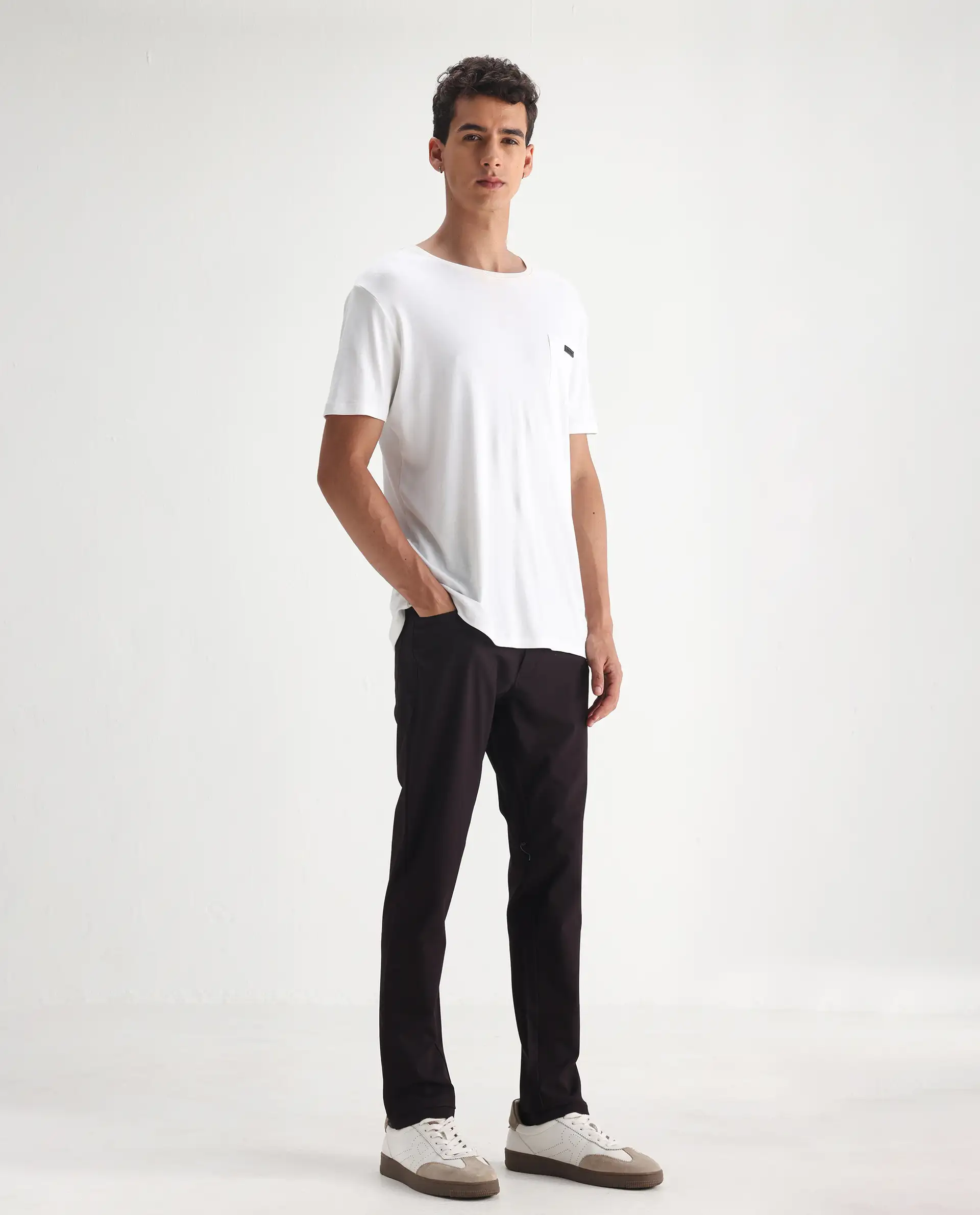 Rare Rabbit Men's Fastro Dark Maroon Cotton Plain Regular Fit Trouser - Image 5