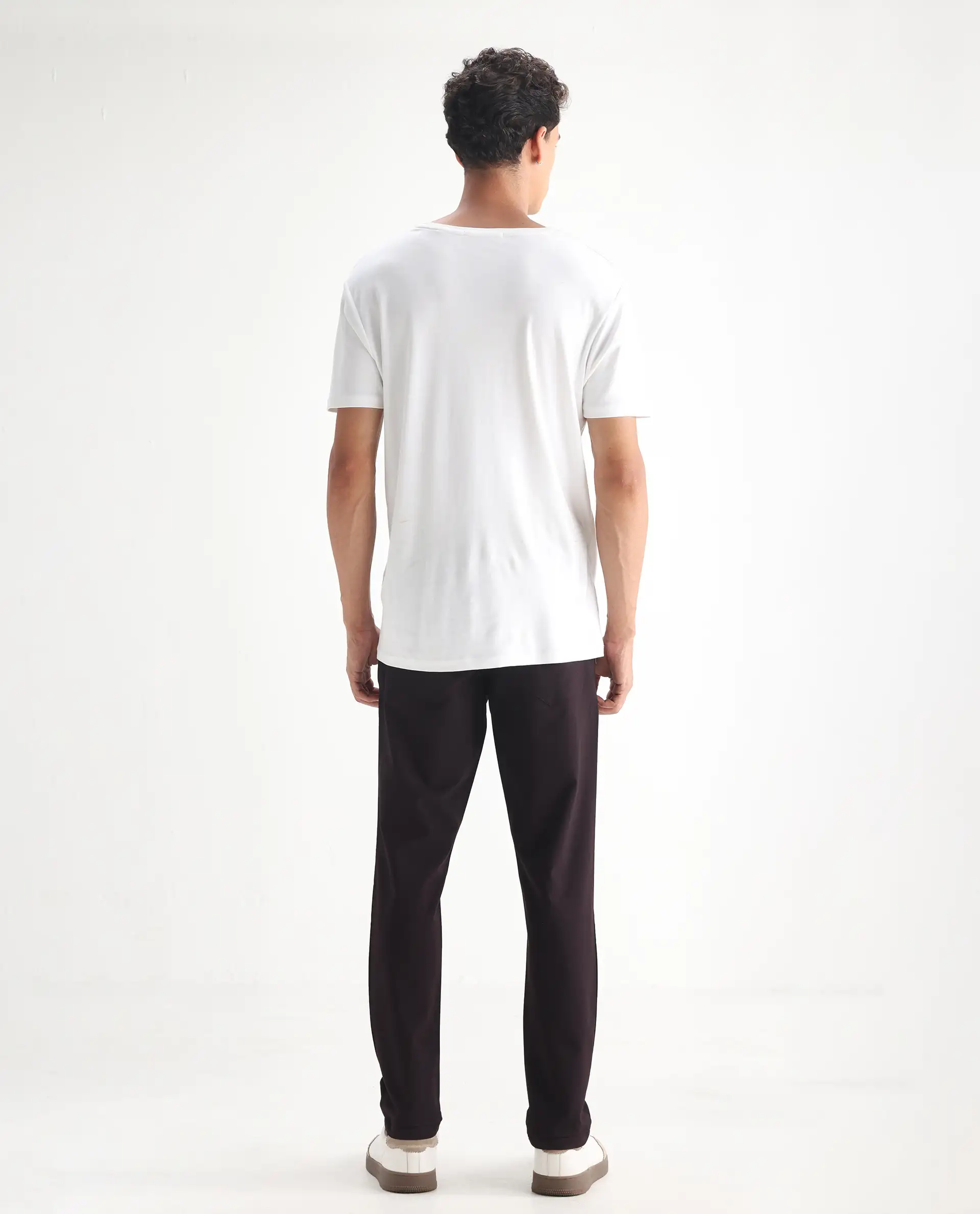 Rare Rabbit Men's Fastro Dark Maroon Cotton Plain Regular Fit Trouser - Image 9