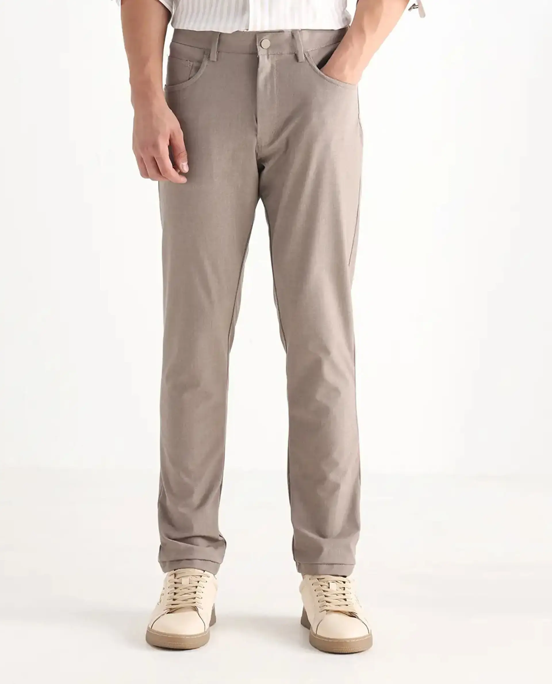 Rare Rabbit Men's Cotton Plain Regular Fit Trouser - Image 10