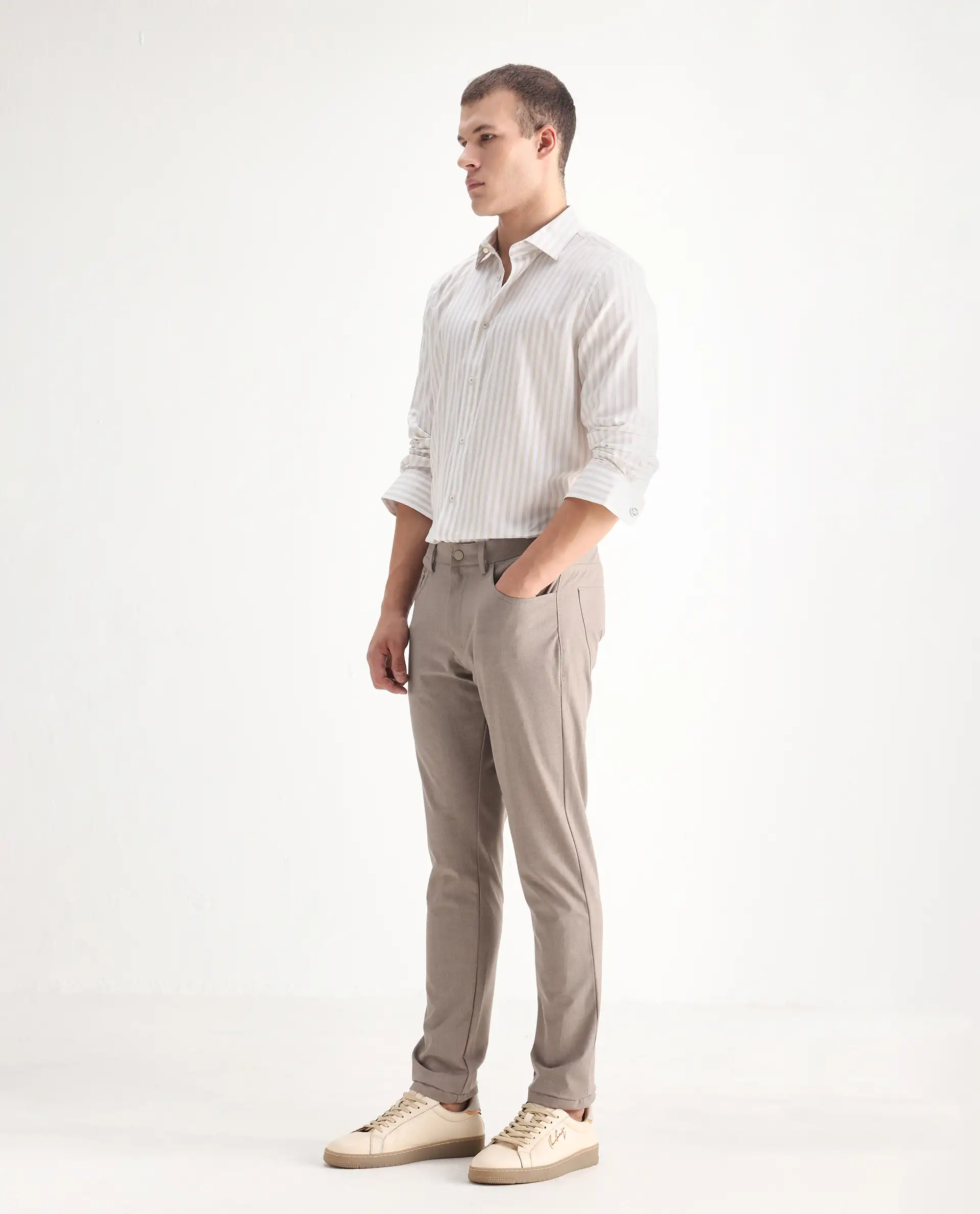 Rare Rabbit Men's Cotton Plain Regular Fit Trouser - Image 2