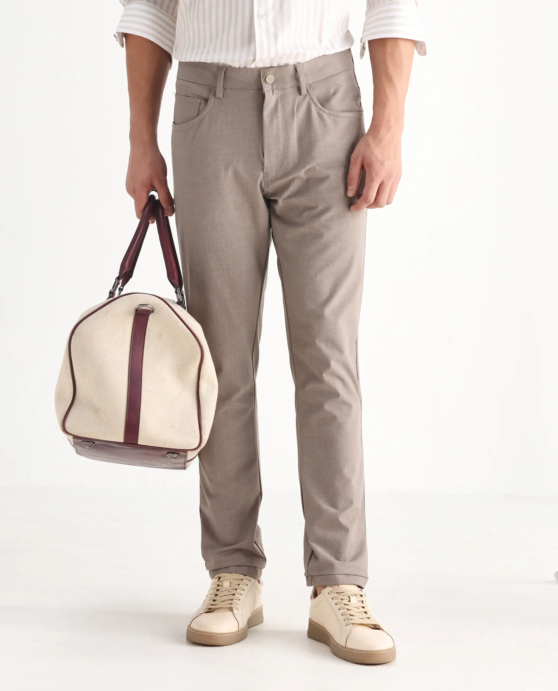 Rare Rabbit Men's Cotton Plain Regular Fit Trouser - Image 4