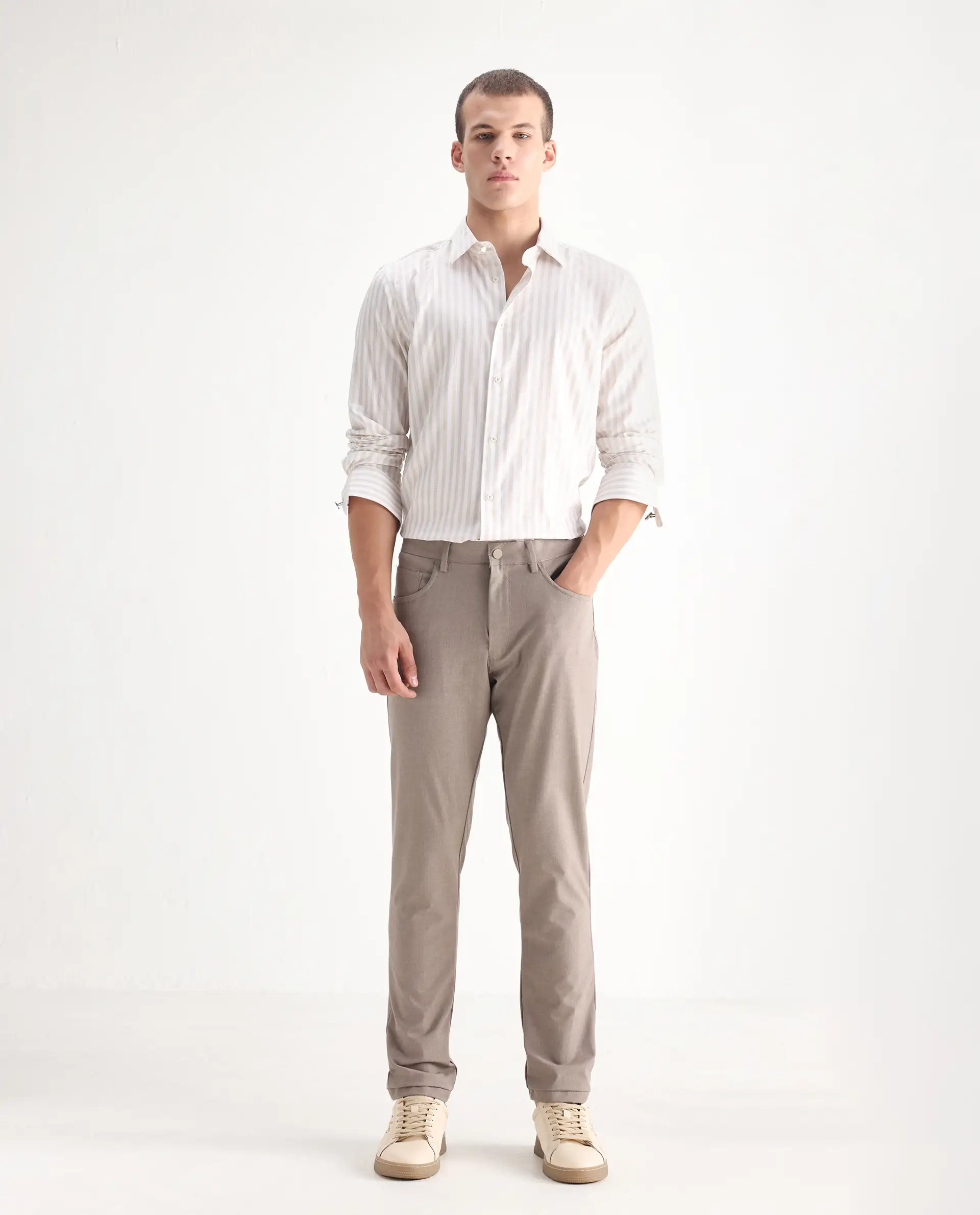 Rare Rabbit Men's Cotton Plain Regular Fit Trouser - Image 7