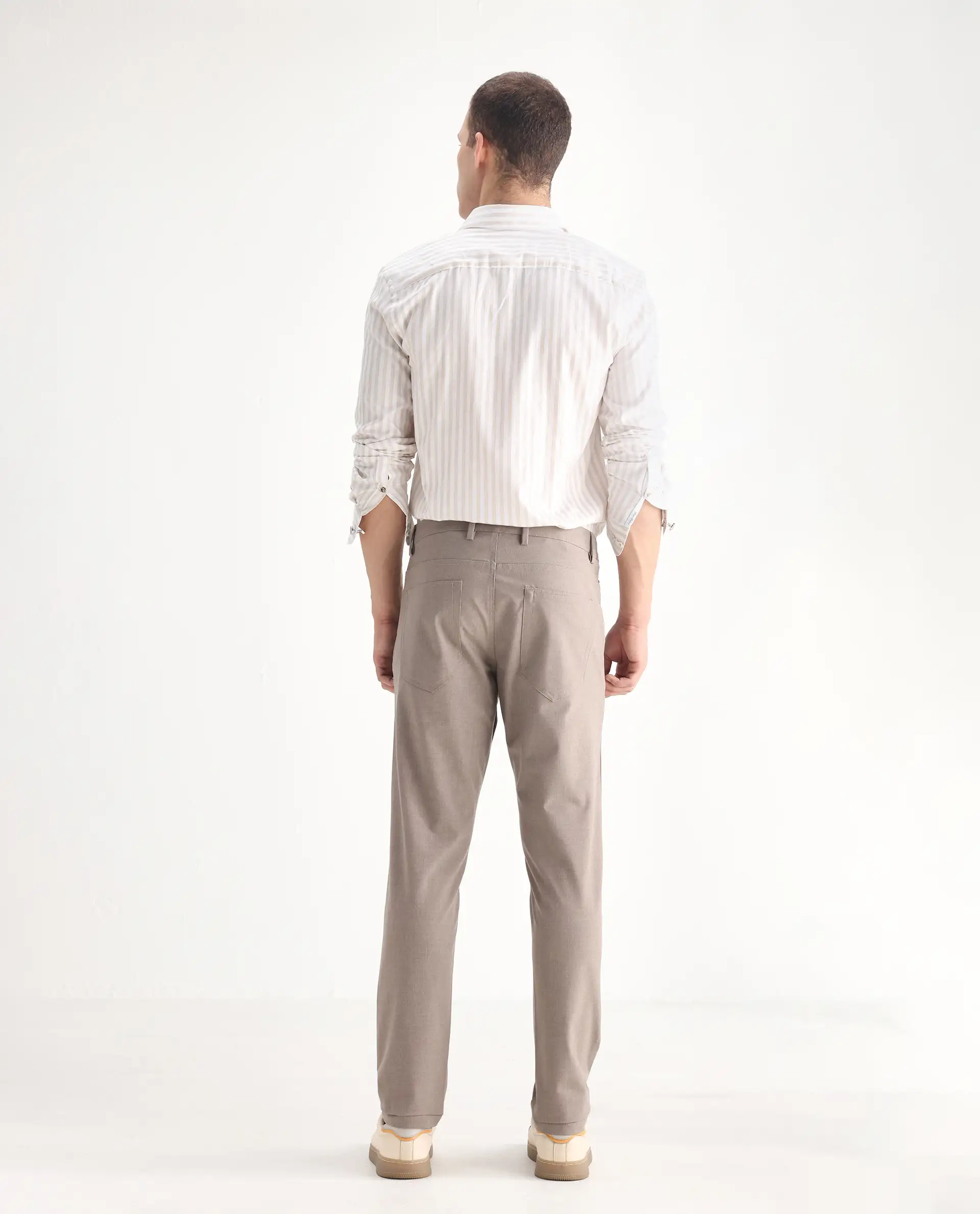 Rare Rabbit Men's Cotton Plain Regular Fit Trouser - Image 9