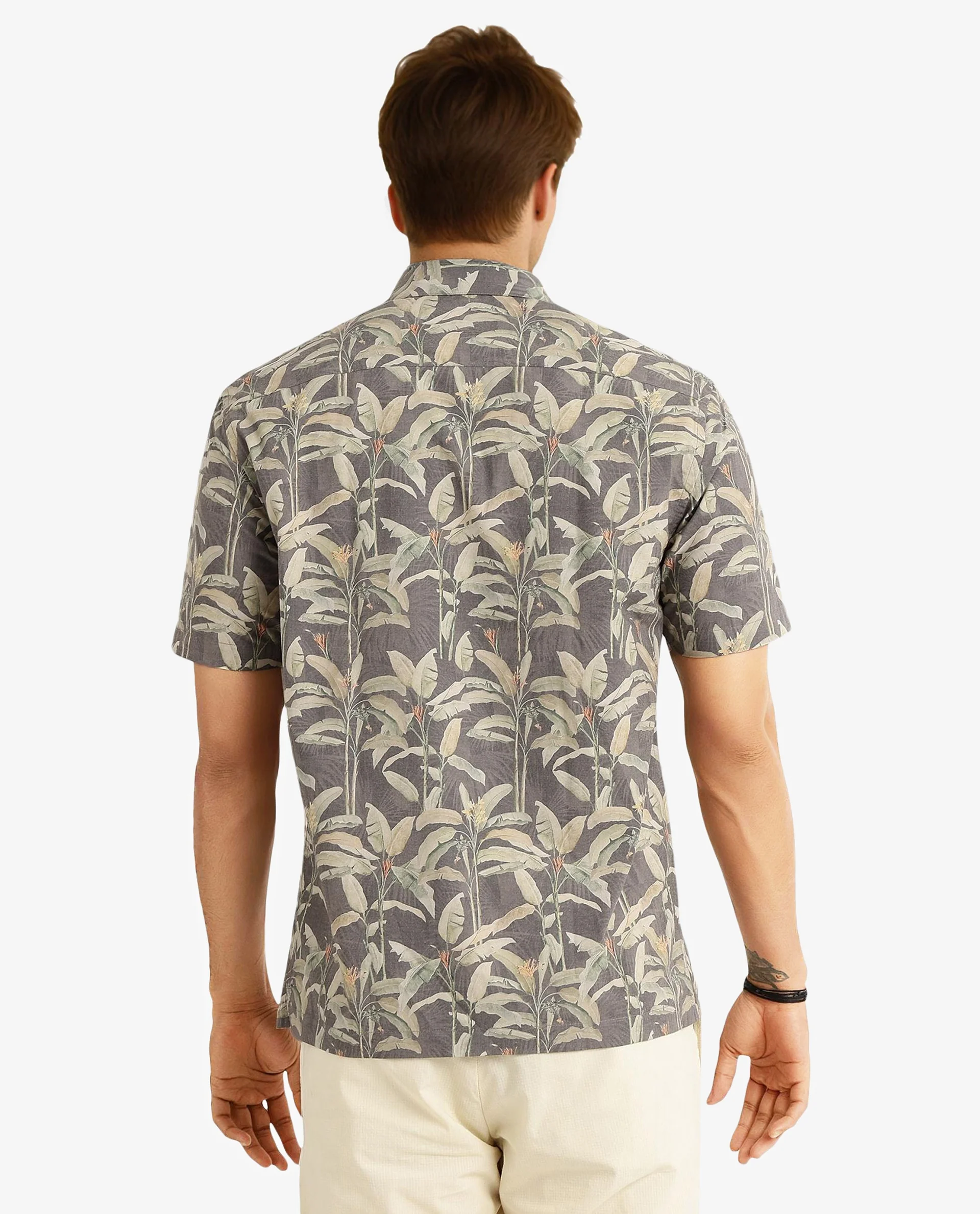 Rare Rabbit Men's Faus Light Brown Polyester Tropical Print Boxy Fit Half Sleeve Collared Shirt - Image 6