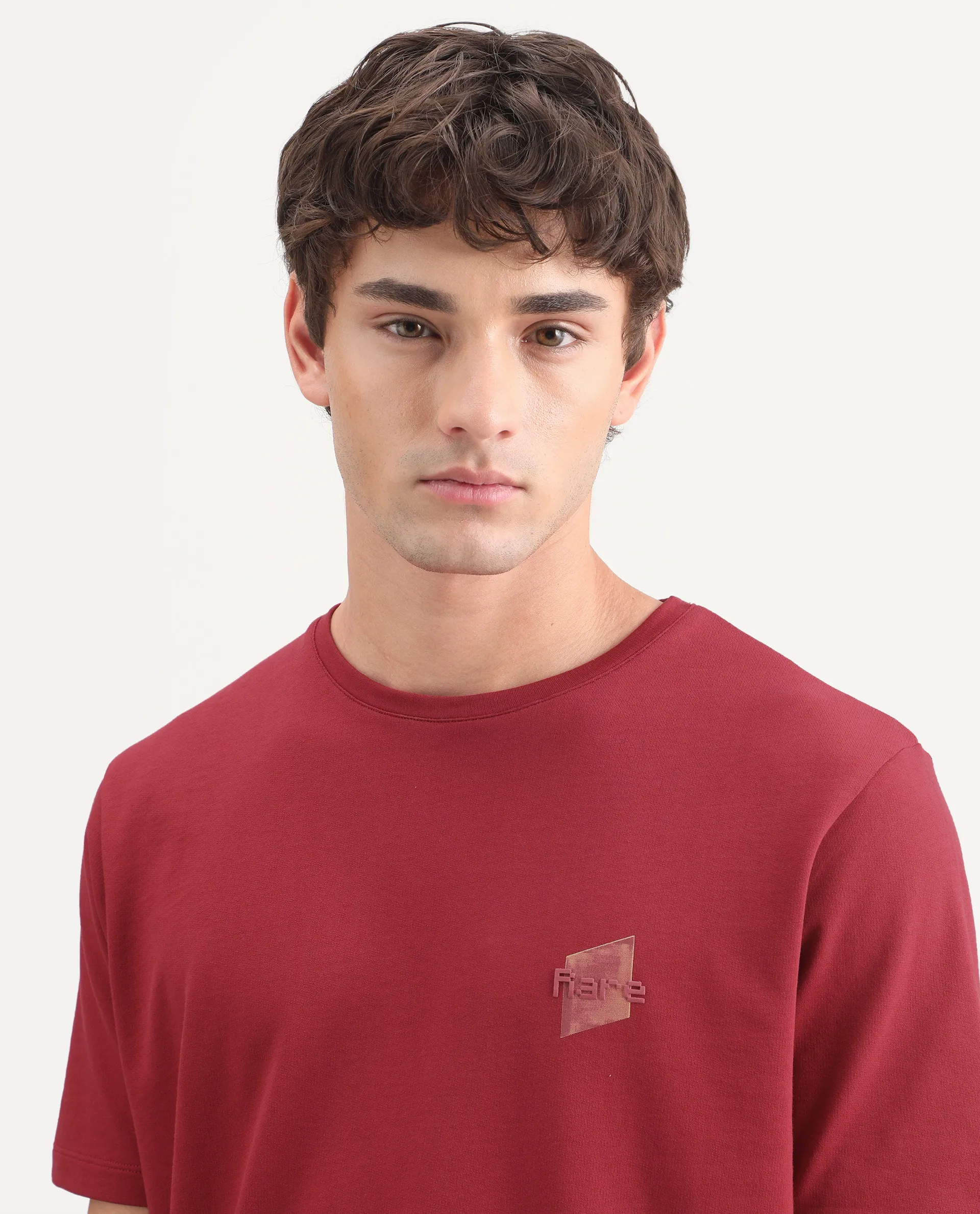 Rare Rabbit Men's Favo Red Cotton Crew Neck Regular Graphic Print T-Shirt - Image 3