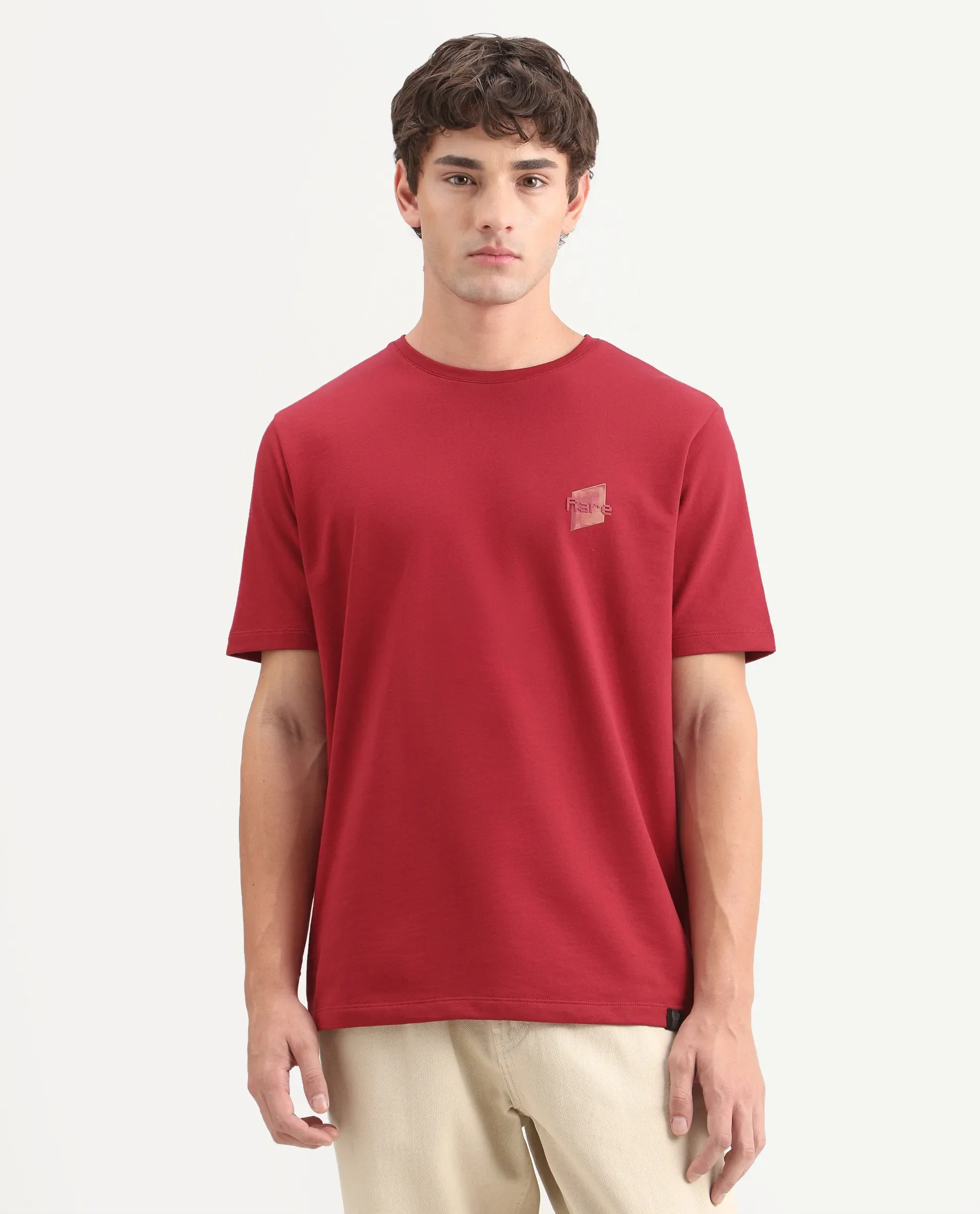 Rare Rabbit Men's Favo Red Cotton Crew Neck Regular Graphic Print T-Shirt - Image 6