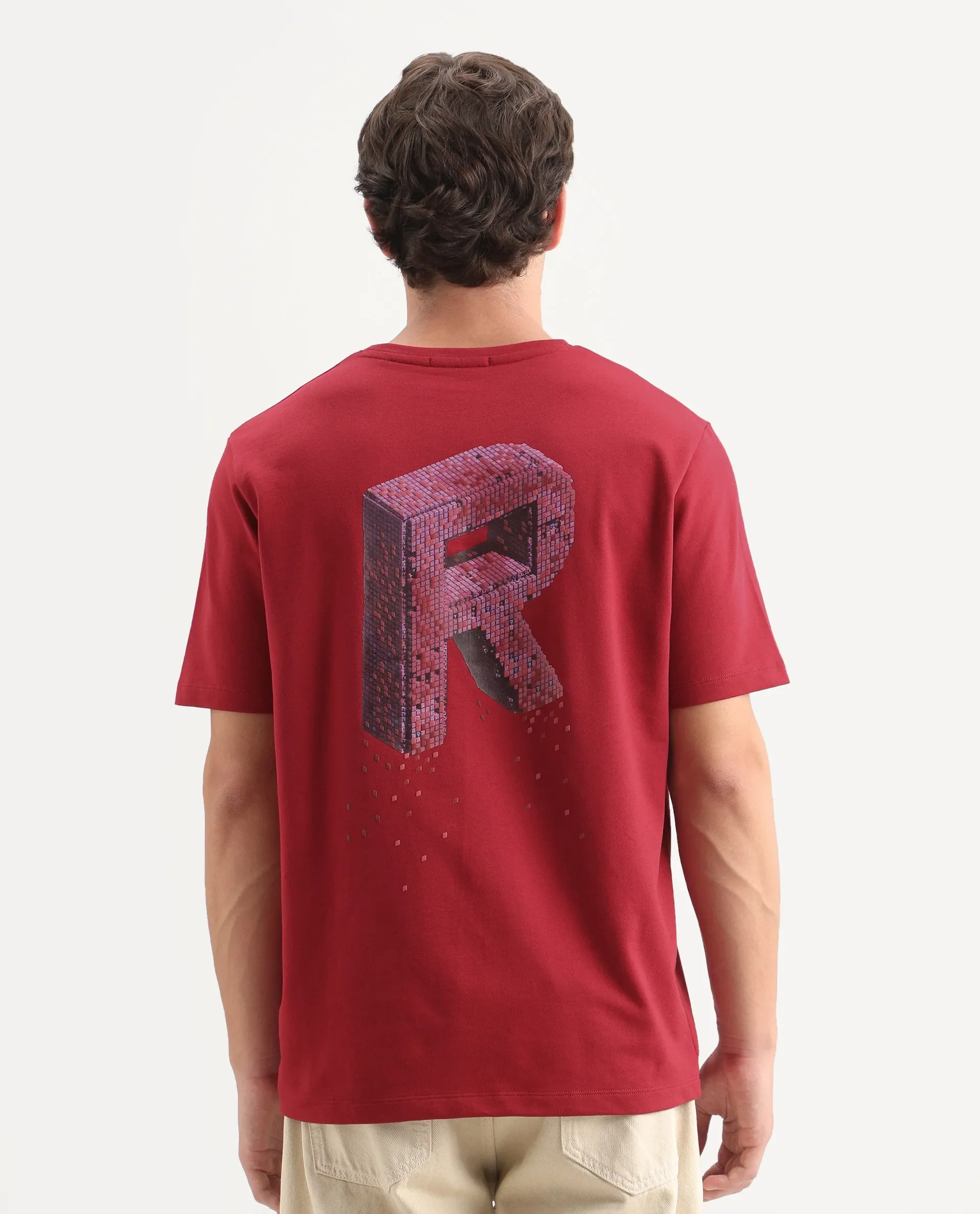 Rare Rabbit Men's Favo Red Cotton Crew Neck Regular Graphic Print T-Shirt - Image 7