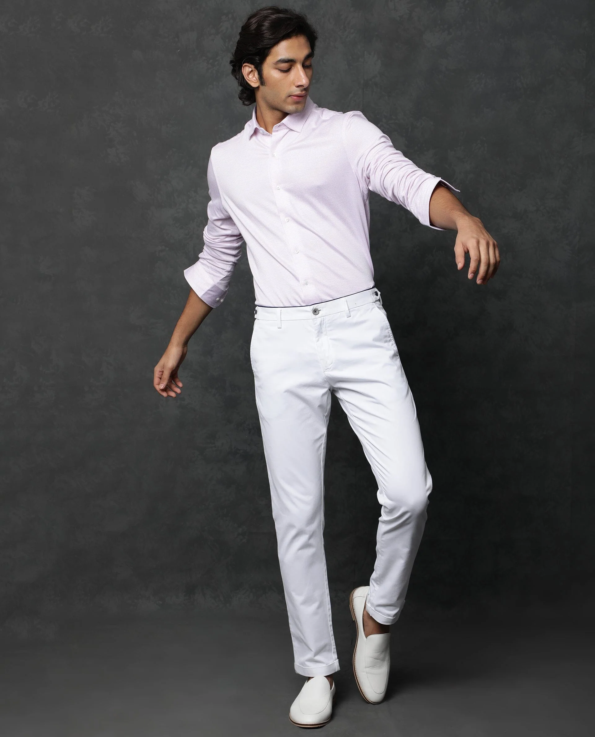 Rare Rabbit Men's Fay Pink Cotton Textured Regular Fit Full Sleeve Spread Collar Shirt - Image 2