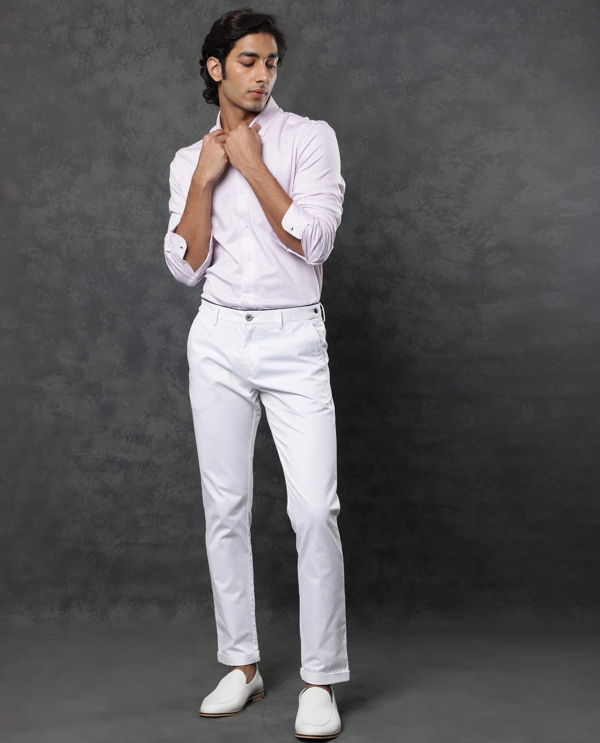 Rare Rabbit Men's Fay Pink Cotton Textured Regular Fit Full Sleeve Spread Collar Shirt - Image 3