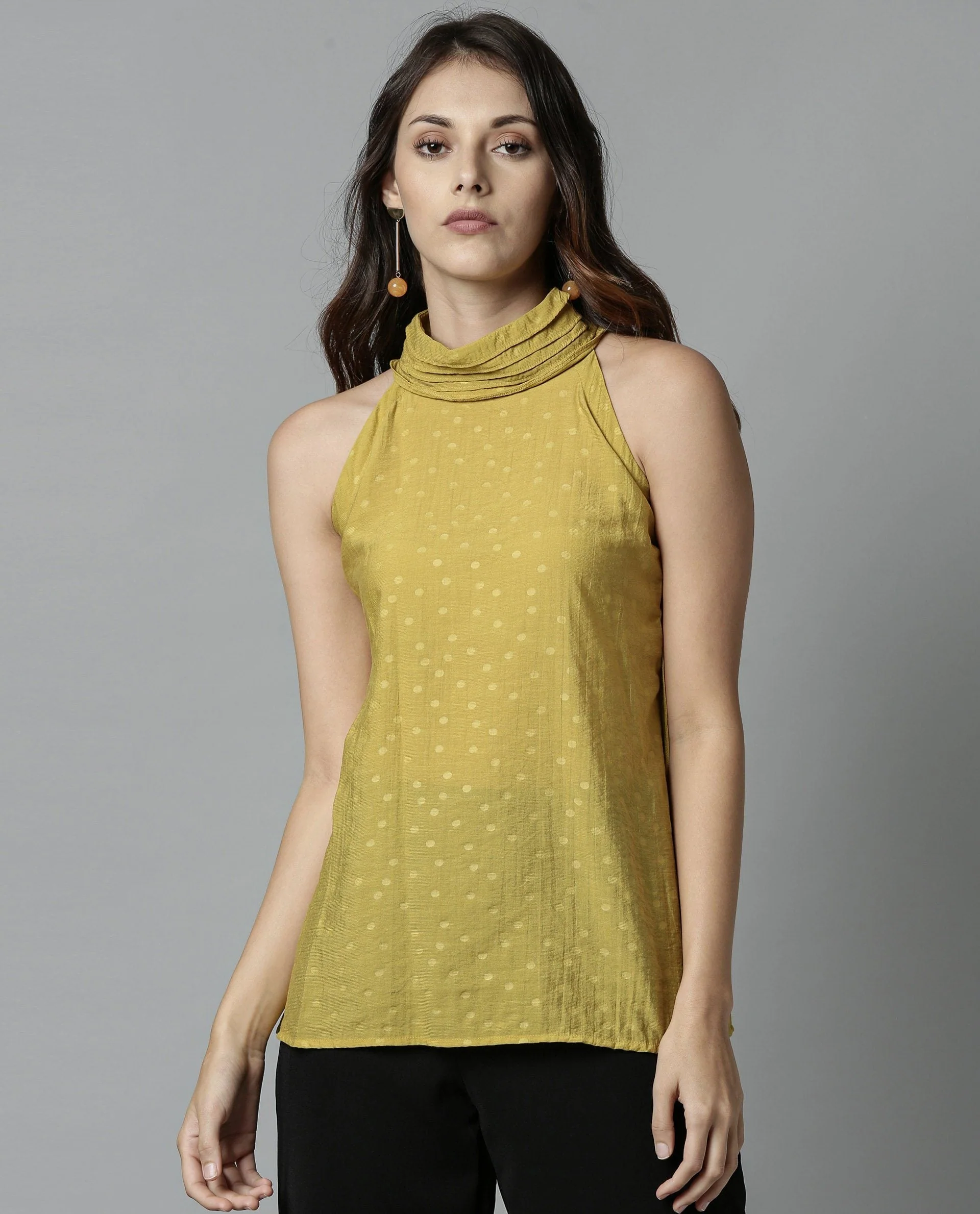Rareism Women Feather Yellow Top Sleeveless - Image 2